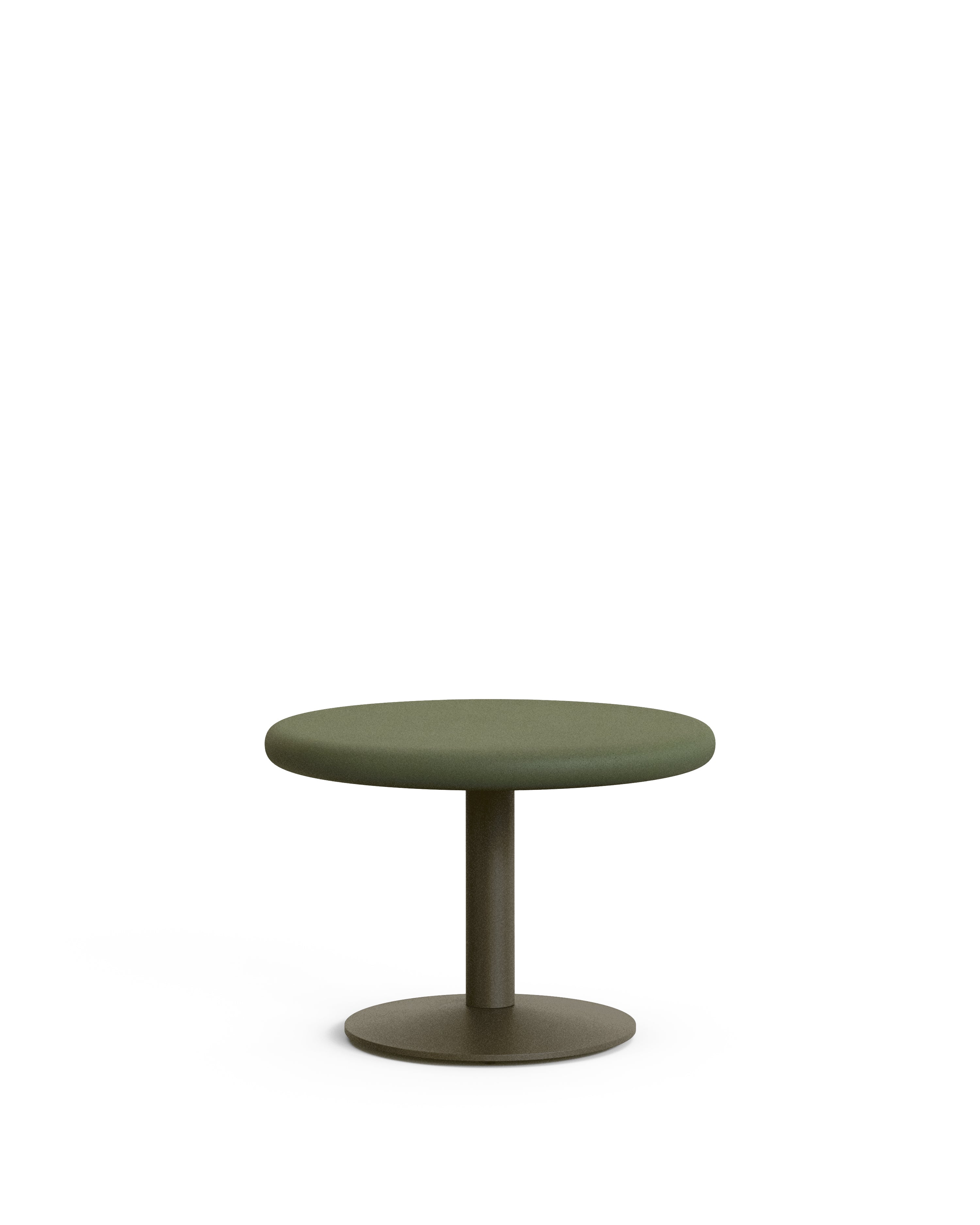 Esilda outdoor round table with green cement top Ø70cm and green steel base Ø42x45cm - Product Image