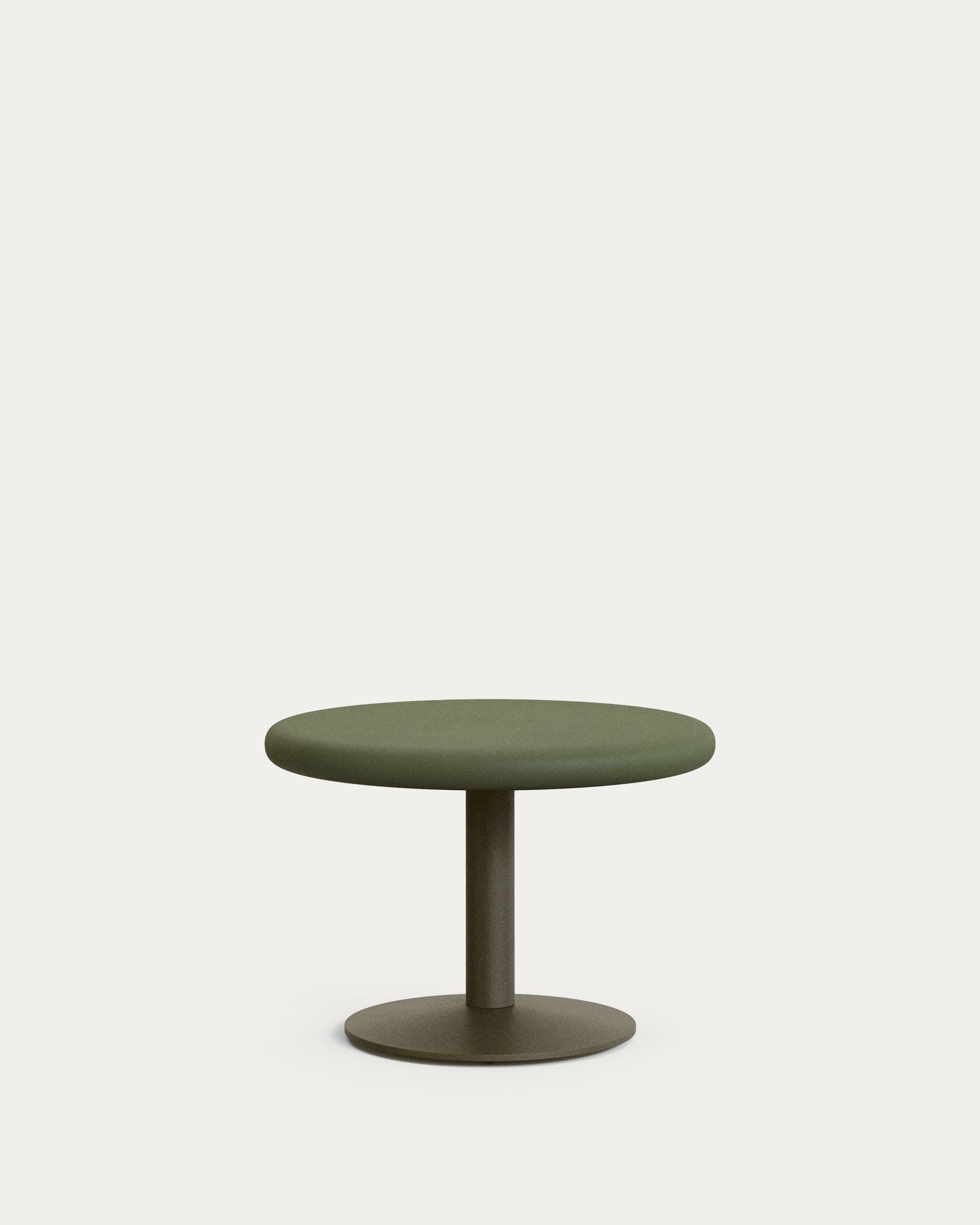Esilda outdoor round table with green cement top Ø70cm and green steel base Ø42x45cm - Product View