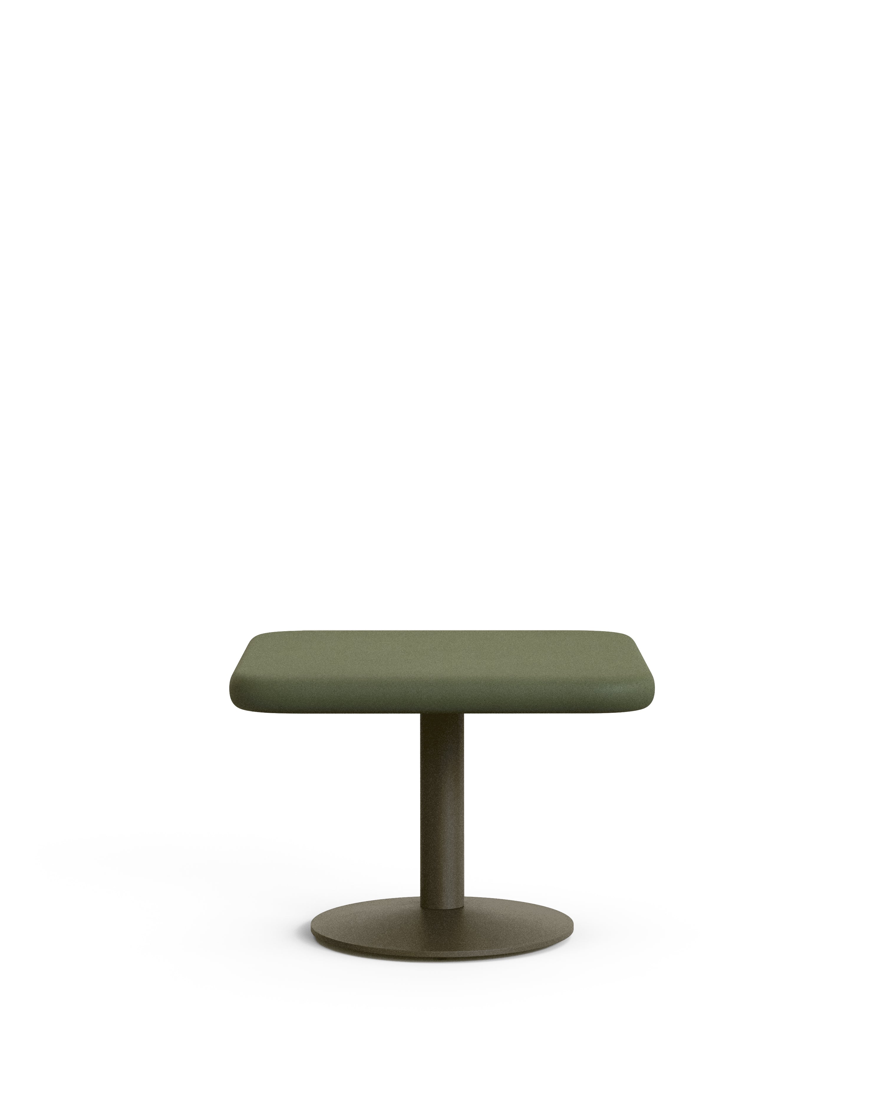 Esilda outdoor table with green cement top 70x70cm and green steel base Ø42x45cm - Product Image