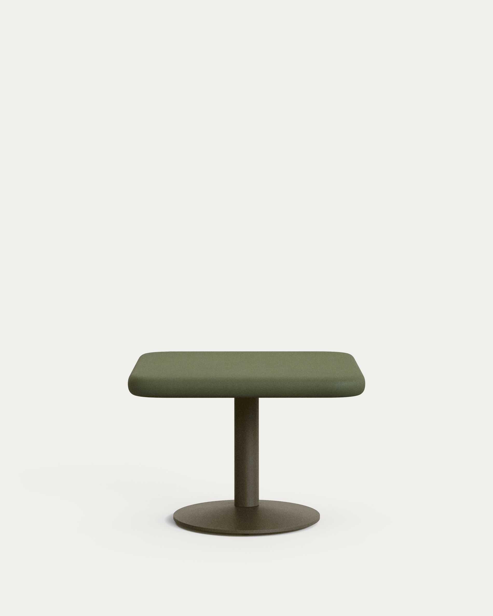Esilda outdoor table with green cement top 70x70cm and green steel base Ø42x45cm - Product View