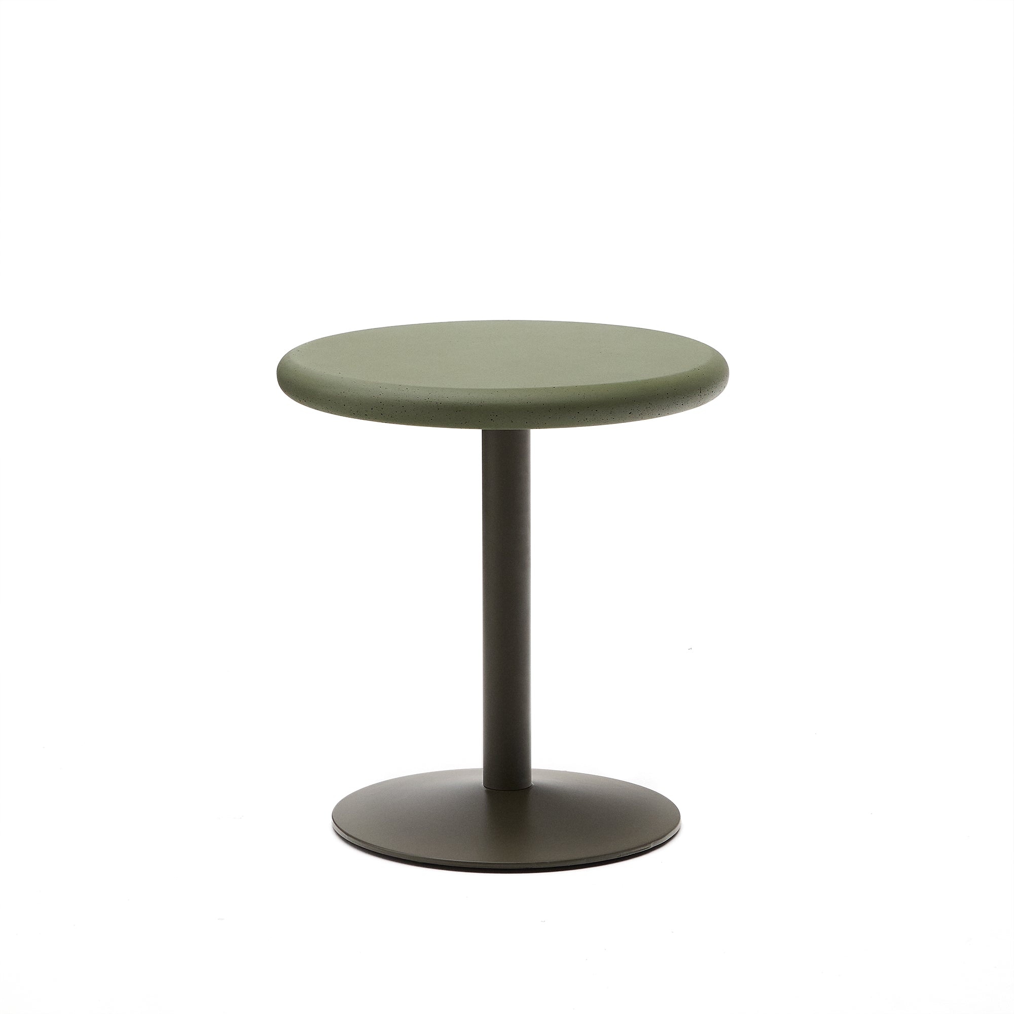 Esilda outdoor round table with green cement top Ø70cm and green steel base Ø55x72cm - Product Image
