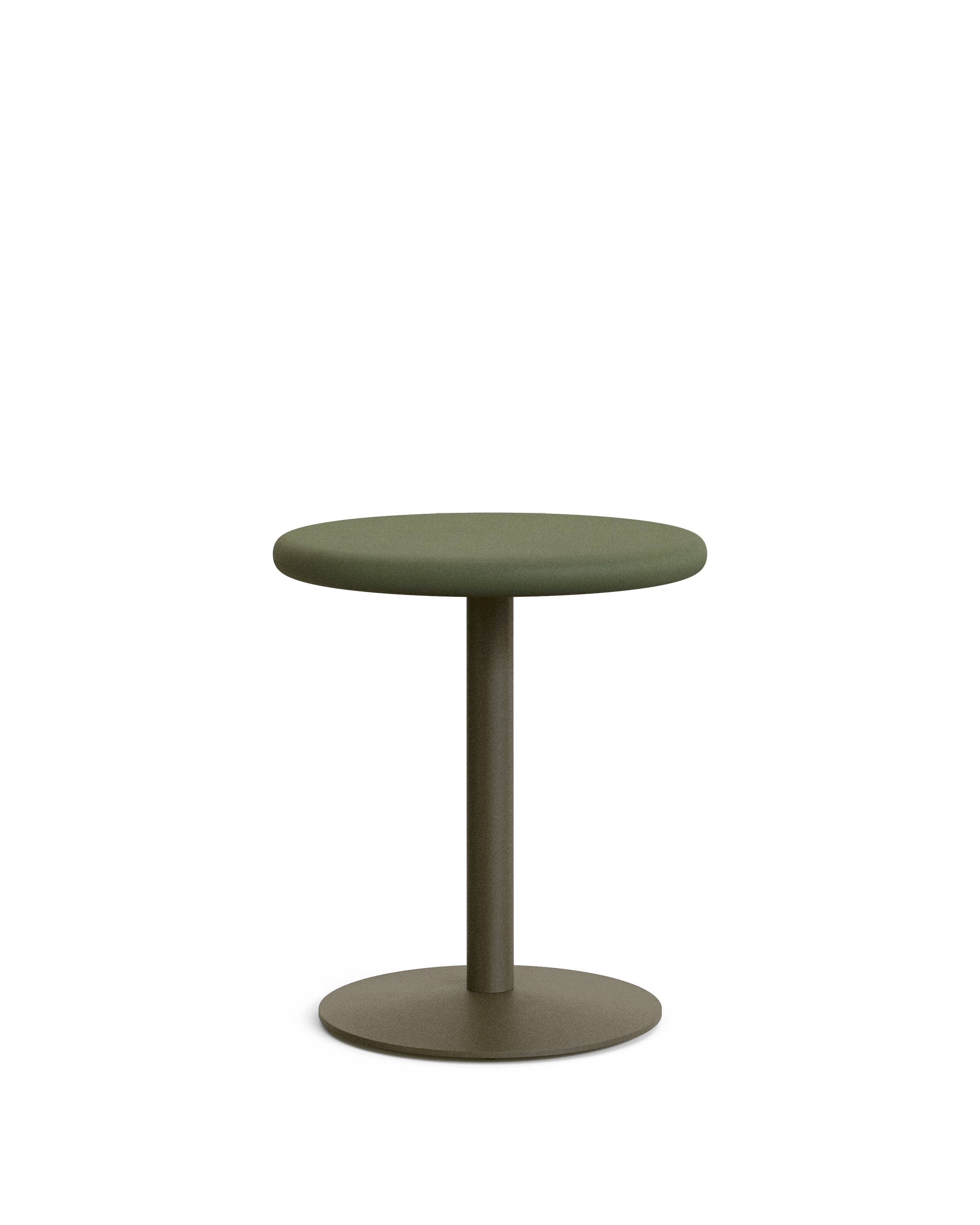 Esilda outdoor round table with green cement top Ø70cm and green steel base Ø55x72cm - Product Image