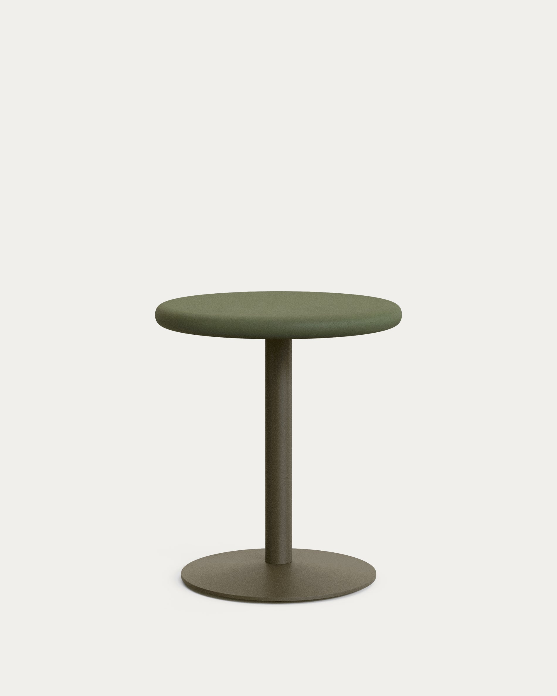 Esilda outdoor round table with green cement top Ø70cm and green steel base Ø55x72cm - Product View