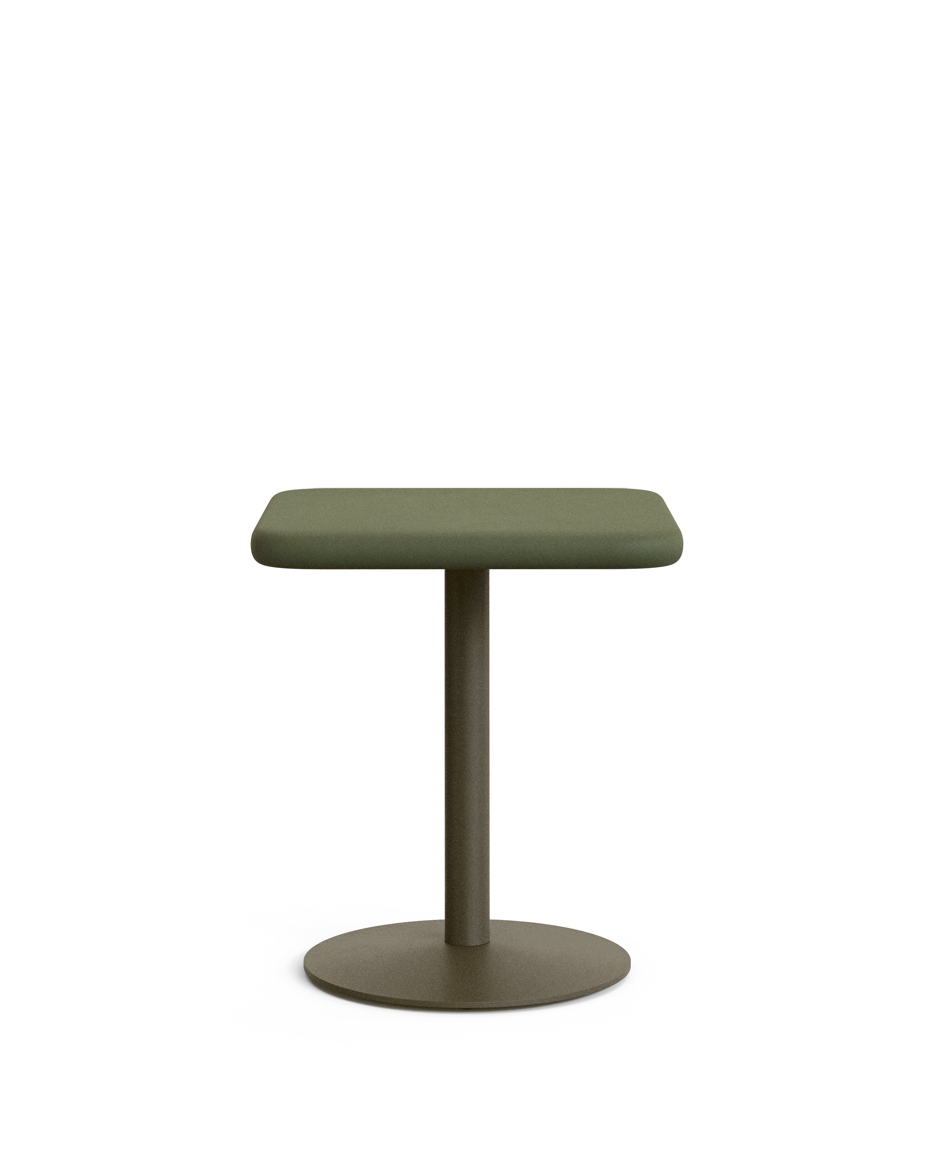 Esilda outdoor table with green cement top 70x70cm and green steel base Ø55x72cm - Product Image