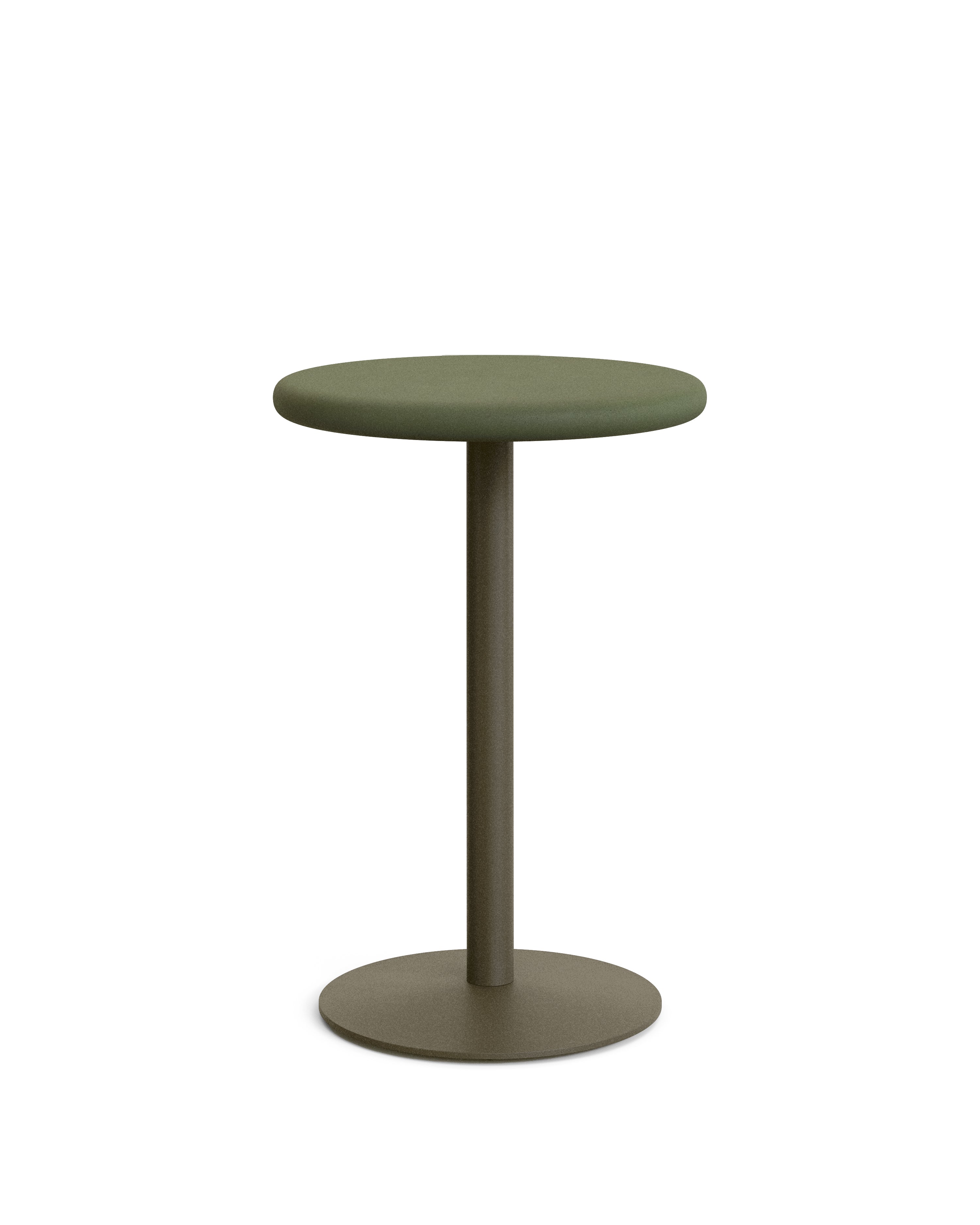 Esilda outdoor tall round table with green cement top Ø70cm and green steel base Ø55x96cm - Product Image
