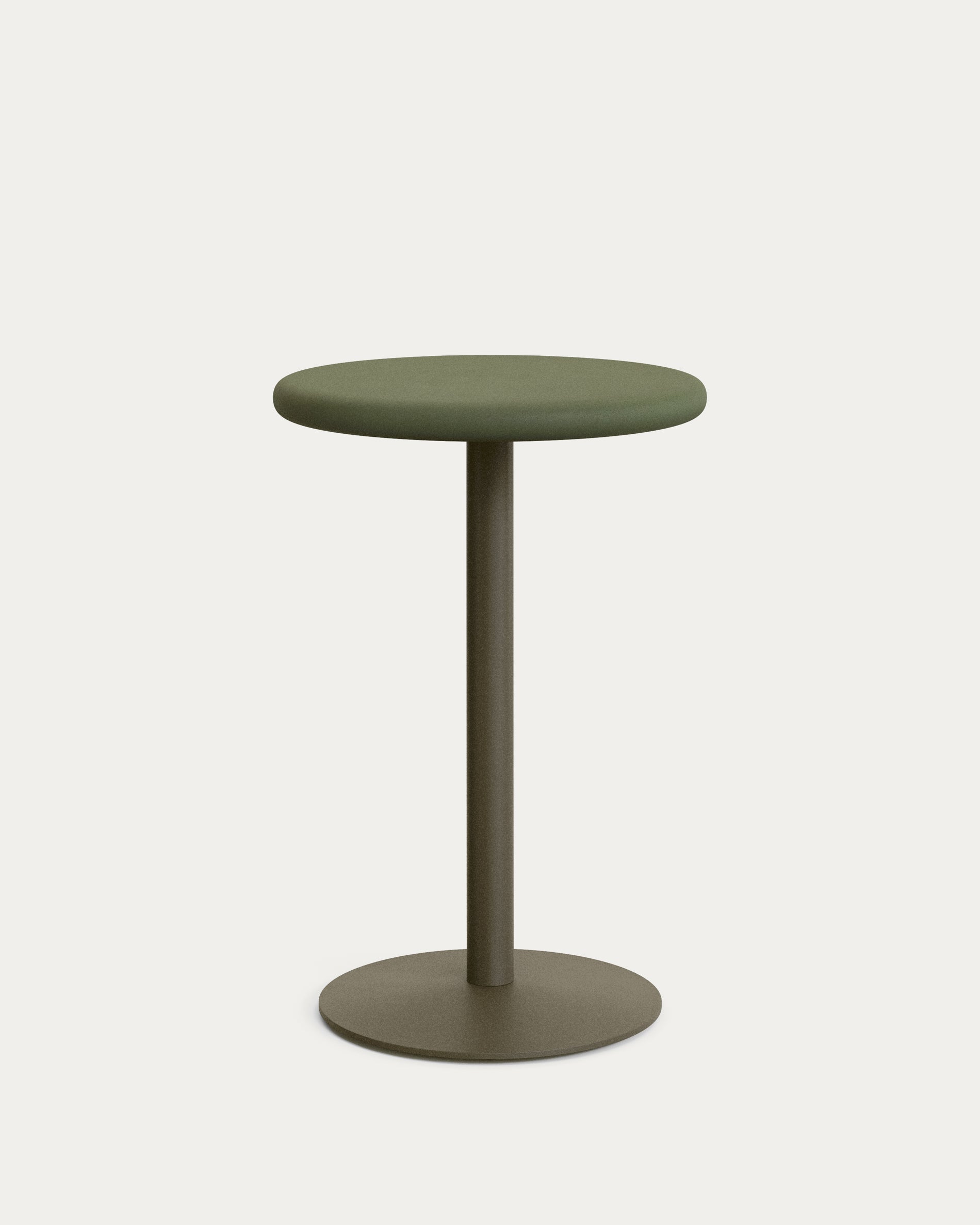 Esilda outdoor tall round table with green cement top Ø70cm and green steel base Ø55x96cm - Product View