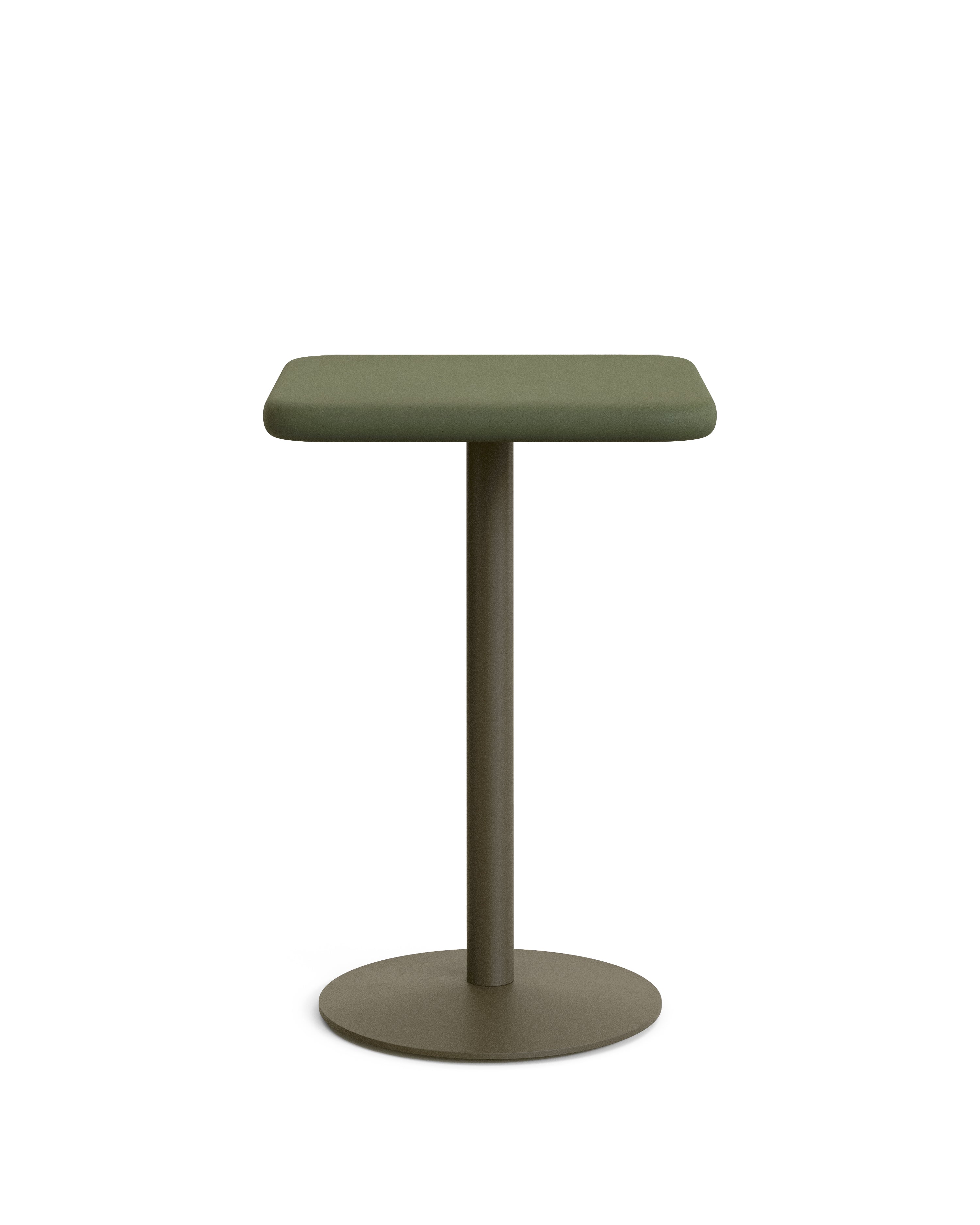 Esilda outdoor tall table with green cement top 70x70cm and green steel base Ø55x96cm - Product Image