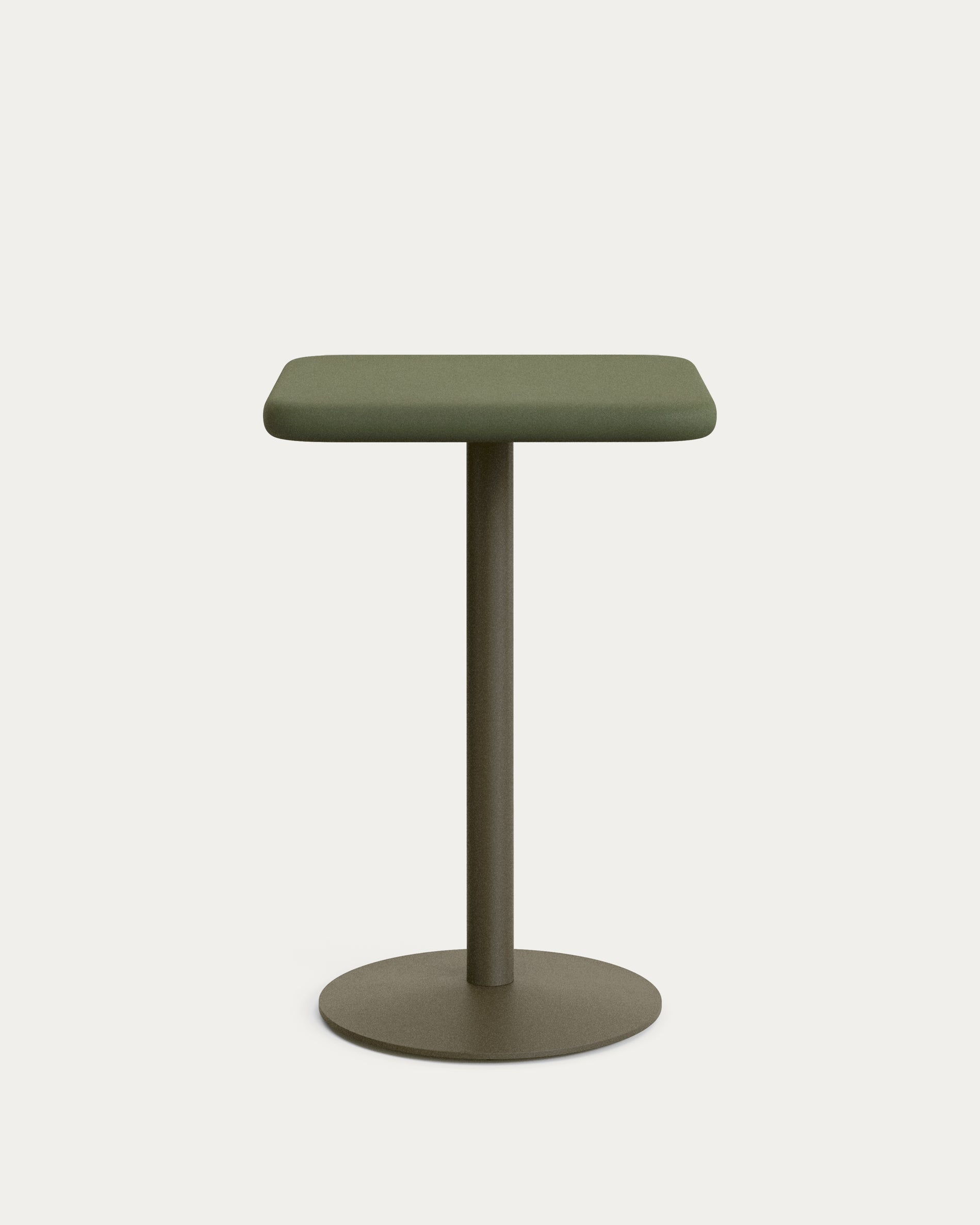 Esilda outdoor tall table with green cement top 70x70cm and green steel base Ø55x96cm - Product View