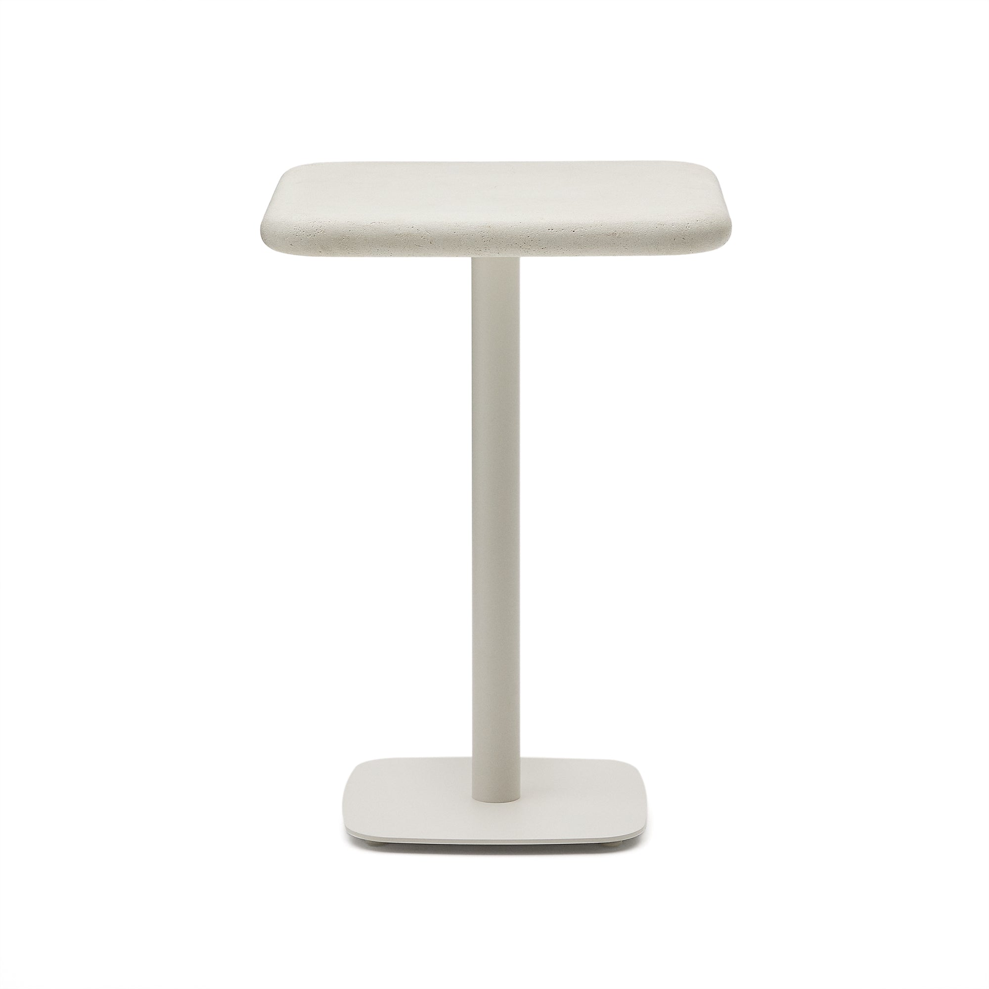 Dina outdoor tall table with white cement top 70x70cm and white steel base 48x48x96cm - Product Image
