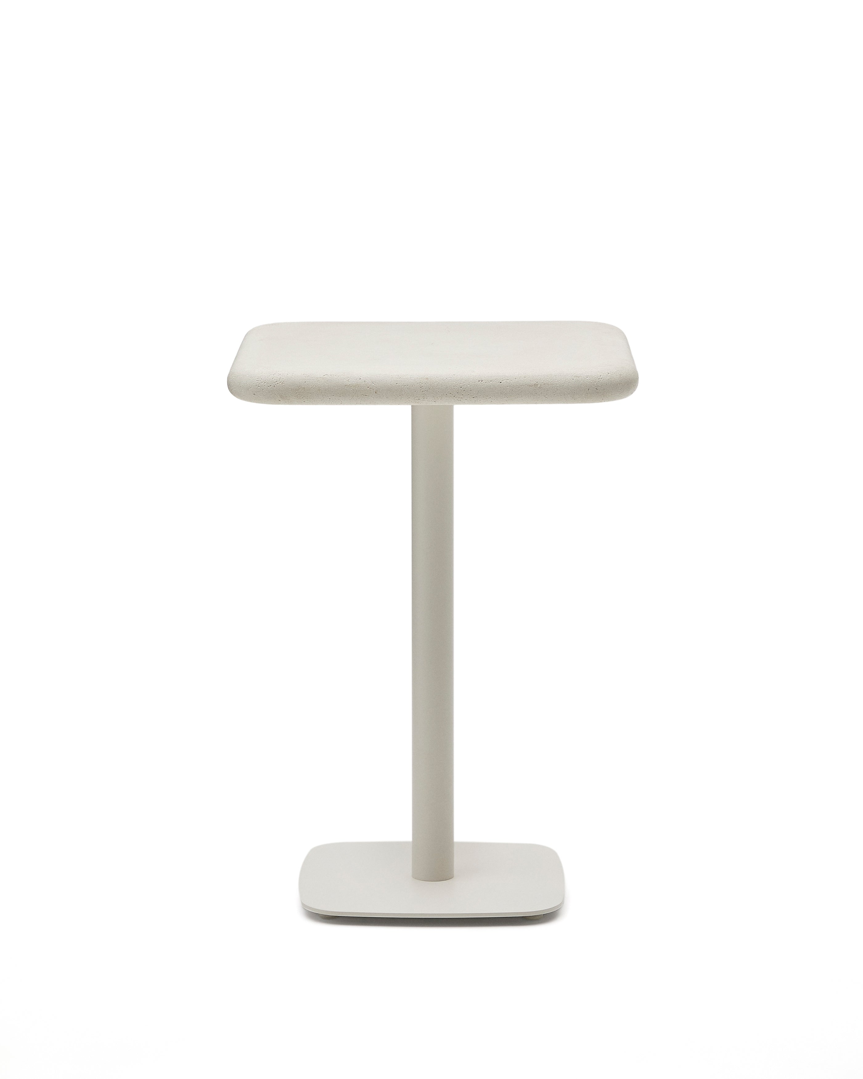 Dina outdoor tall table with white cement top 70x70cm and white steel base 48x48x96cm - Product Image
