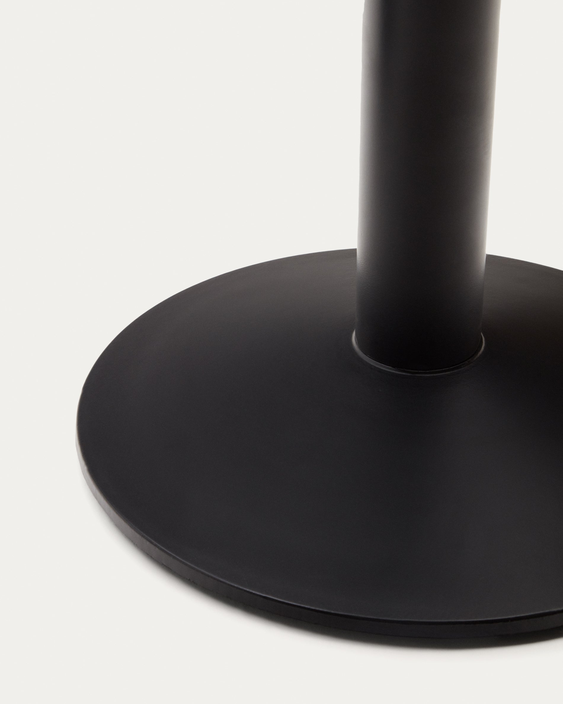 Esilda bar-table leg with large round metal base in a painted black finish