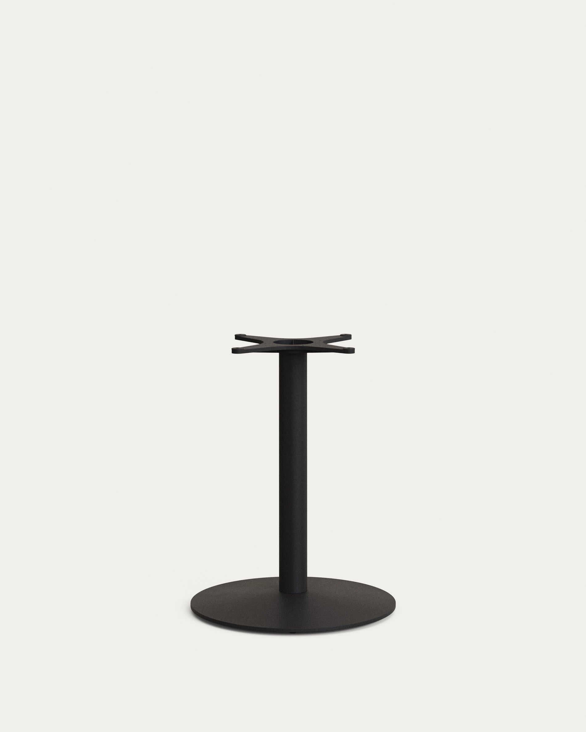 Esilda bar-table leg with large round metal base in a painted black finish