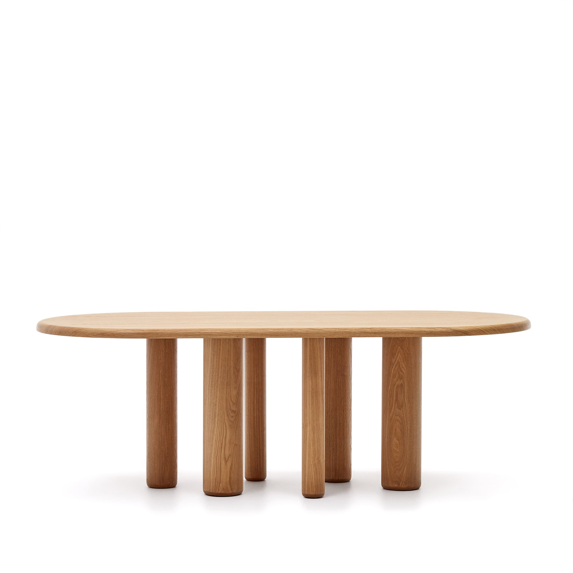 Mailen oval table in ash wood veneer with natural finish, Ø 220 x 105 cm - Product Image