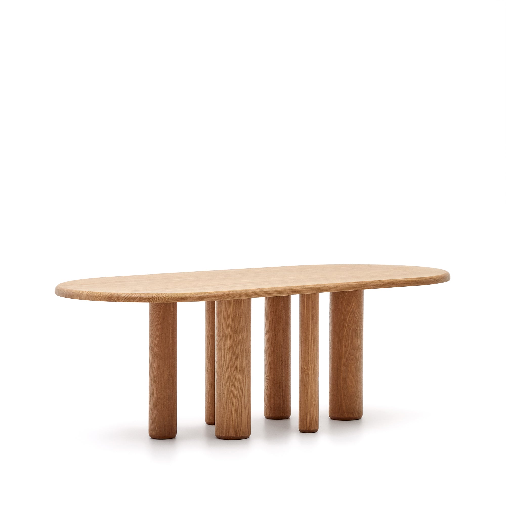Mailen oval table in ash wood veneer with natural finish, Ø 220 x 105 cm - Product Image