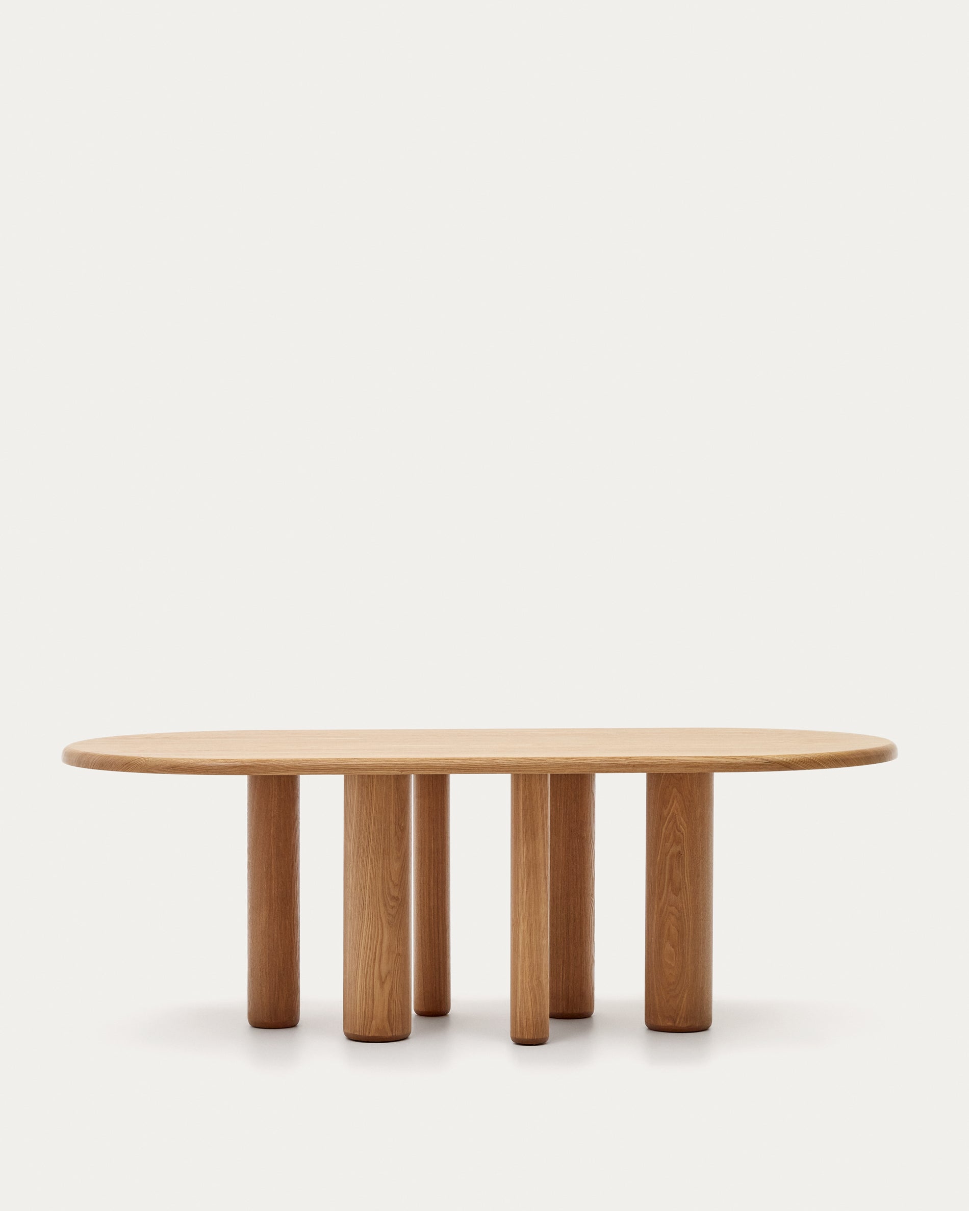 Mailen oval table in ash wood veneer with natural finish, Ø 220 x 105 cm - Product View