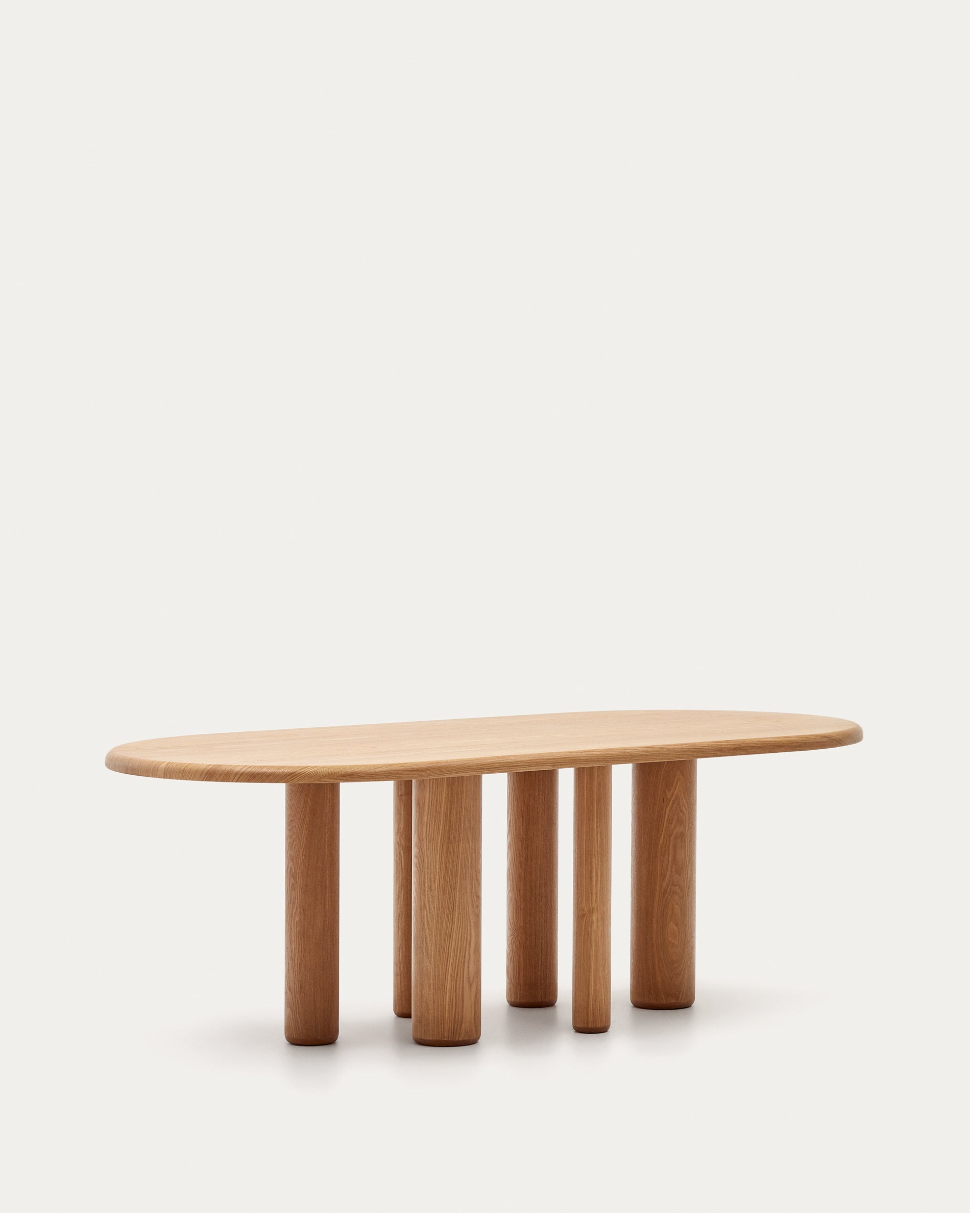 Mailen oval table in ash wood veneer with natural finish, Ø 220 x 105 cm - Product View