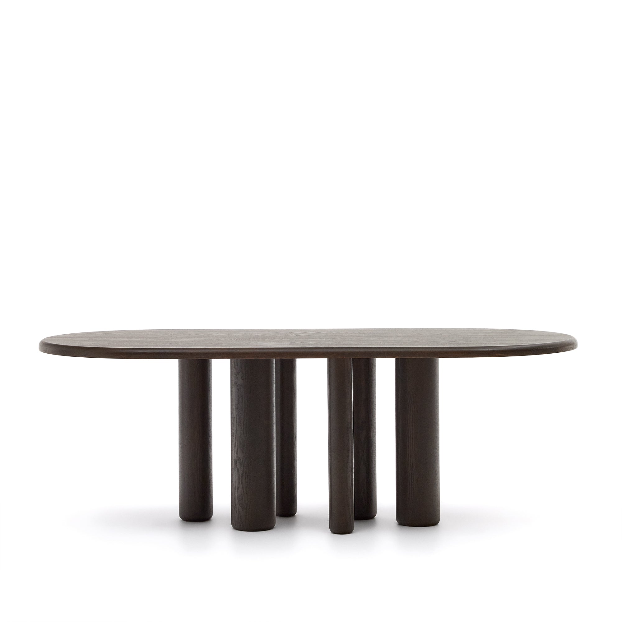 Mailen oval table in ash wood veneer with dark finish, Ø 220 x 105 cm - Product Image