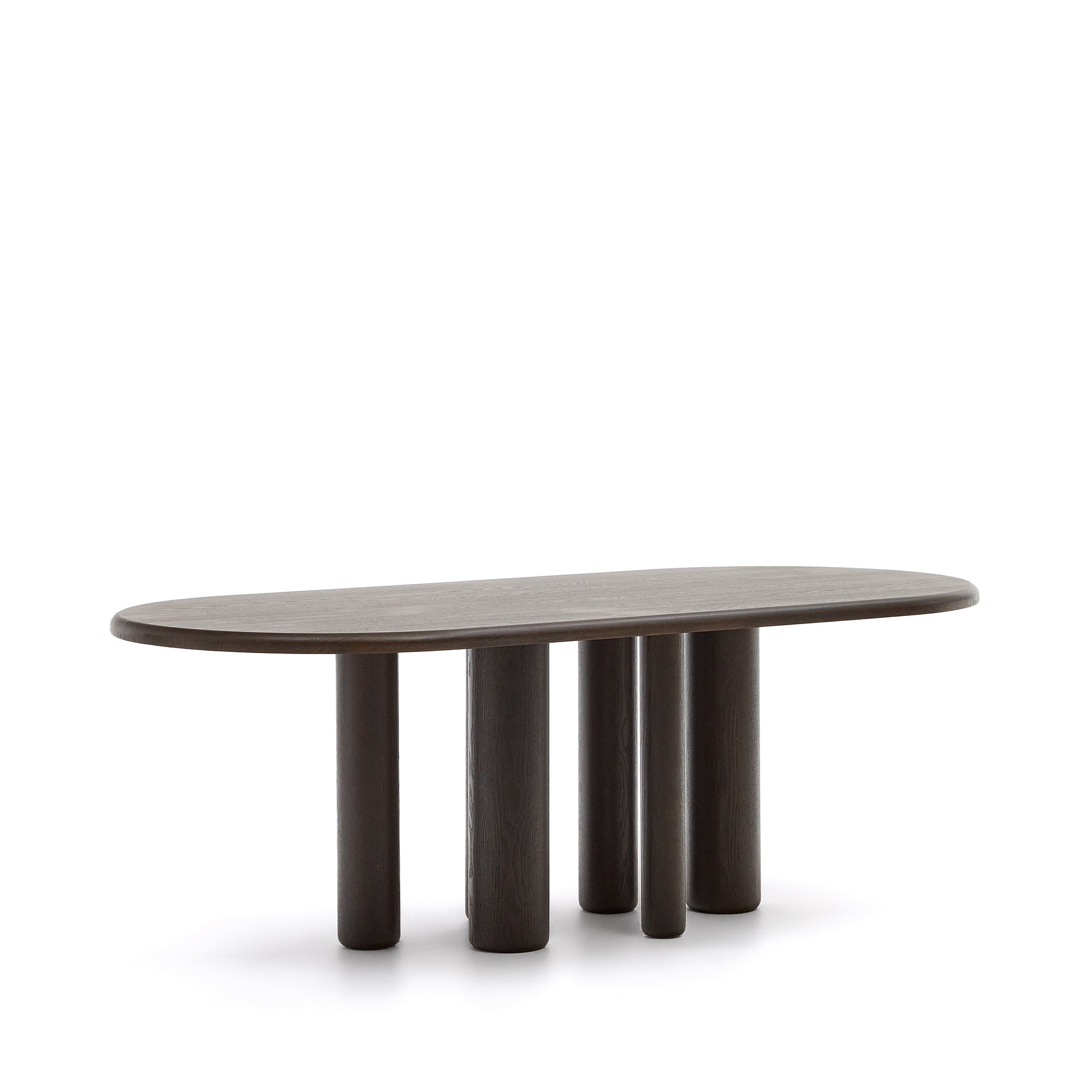 Mailen oval table in ash wood veneer with dark finish, Ø 220 x 105 cm - Product Image