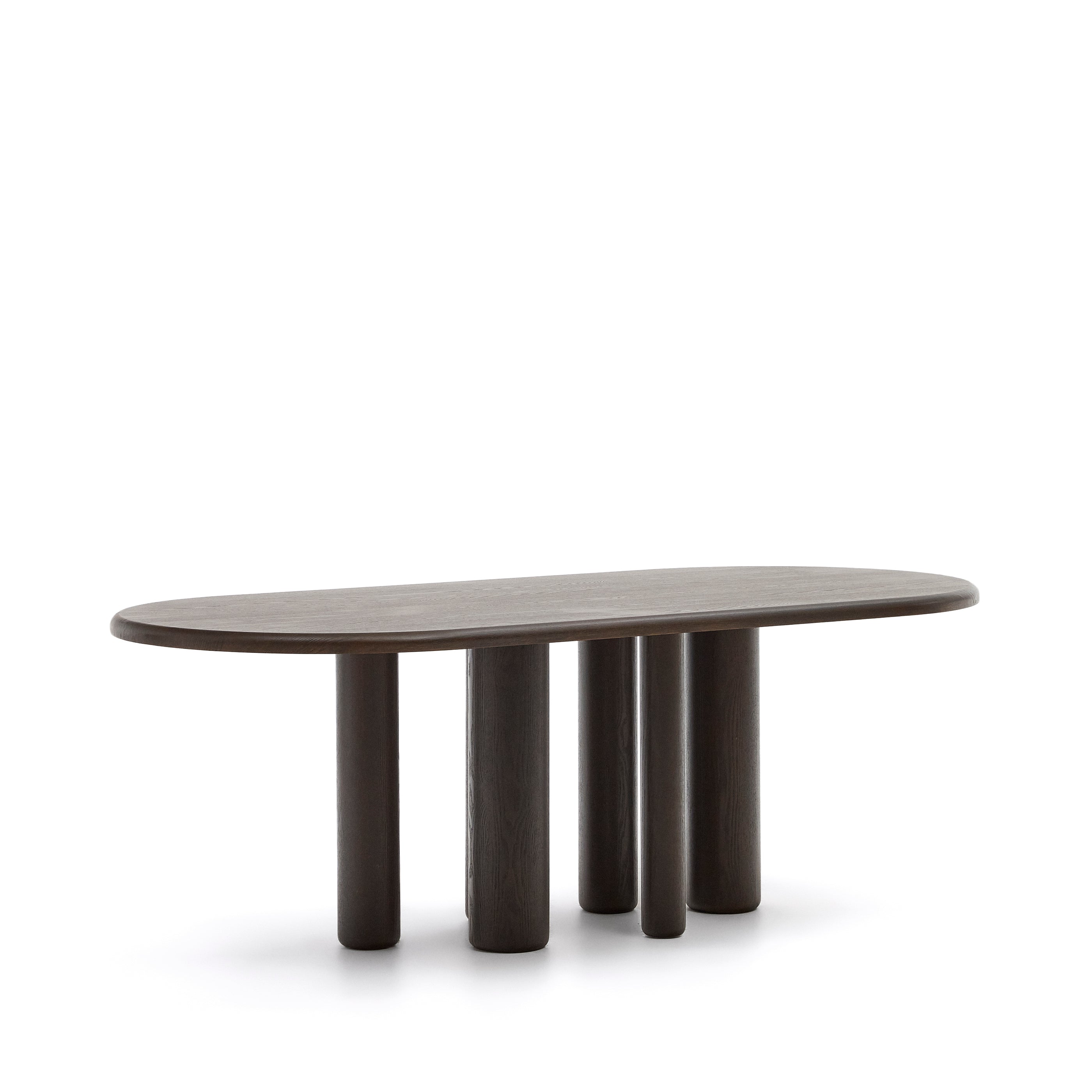 Mailen oval table in ash wood veneer with dark finish, Ø 220 x 105 cm - Product Image
