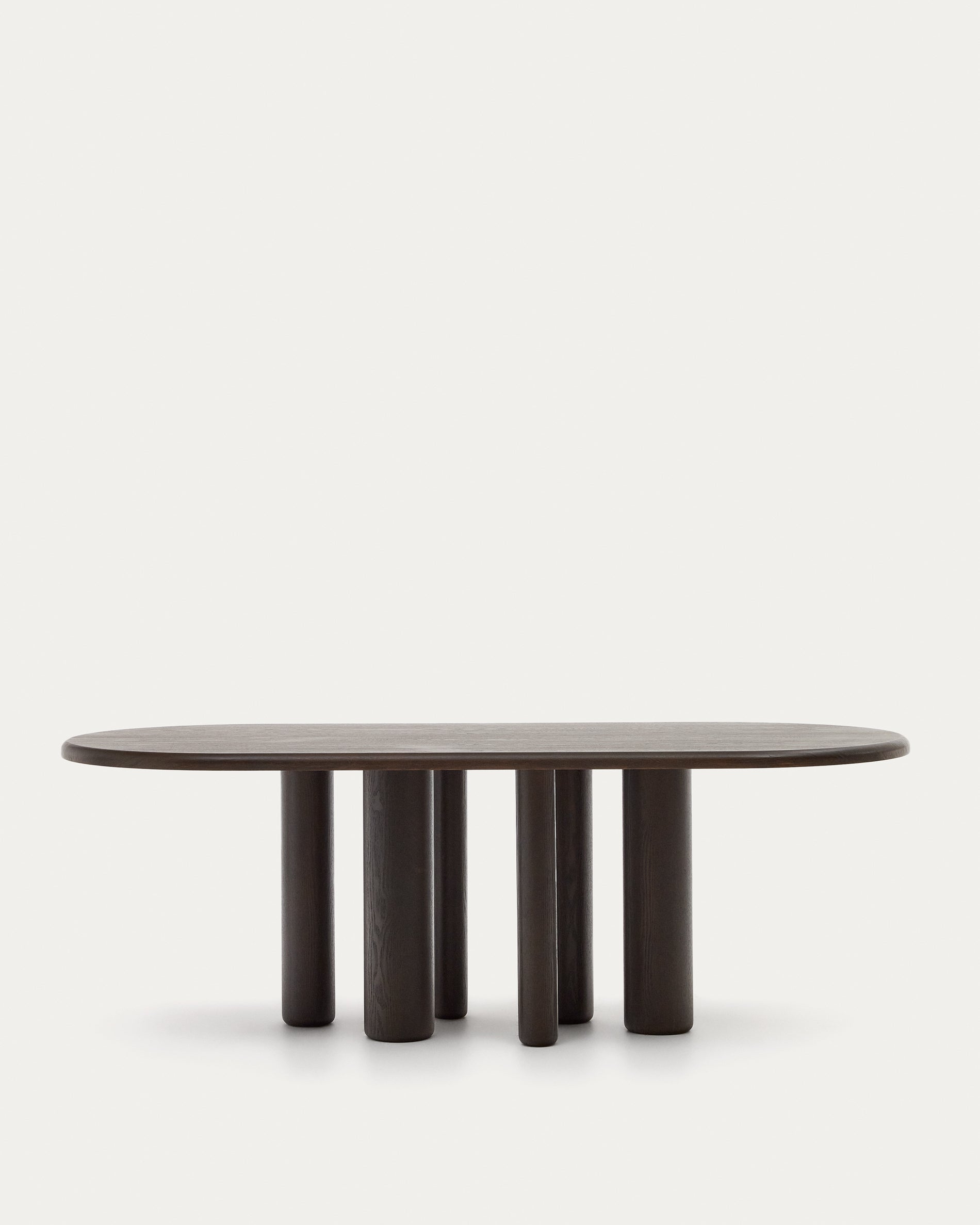 Mailen oval table in ash wood veneer with dark finish, Ø 220 x 105 cm - Product View