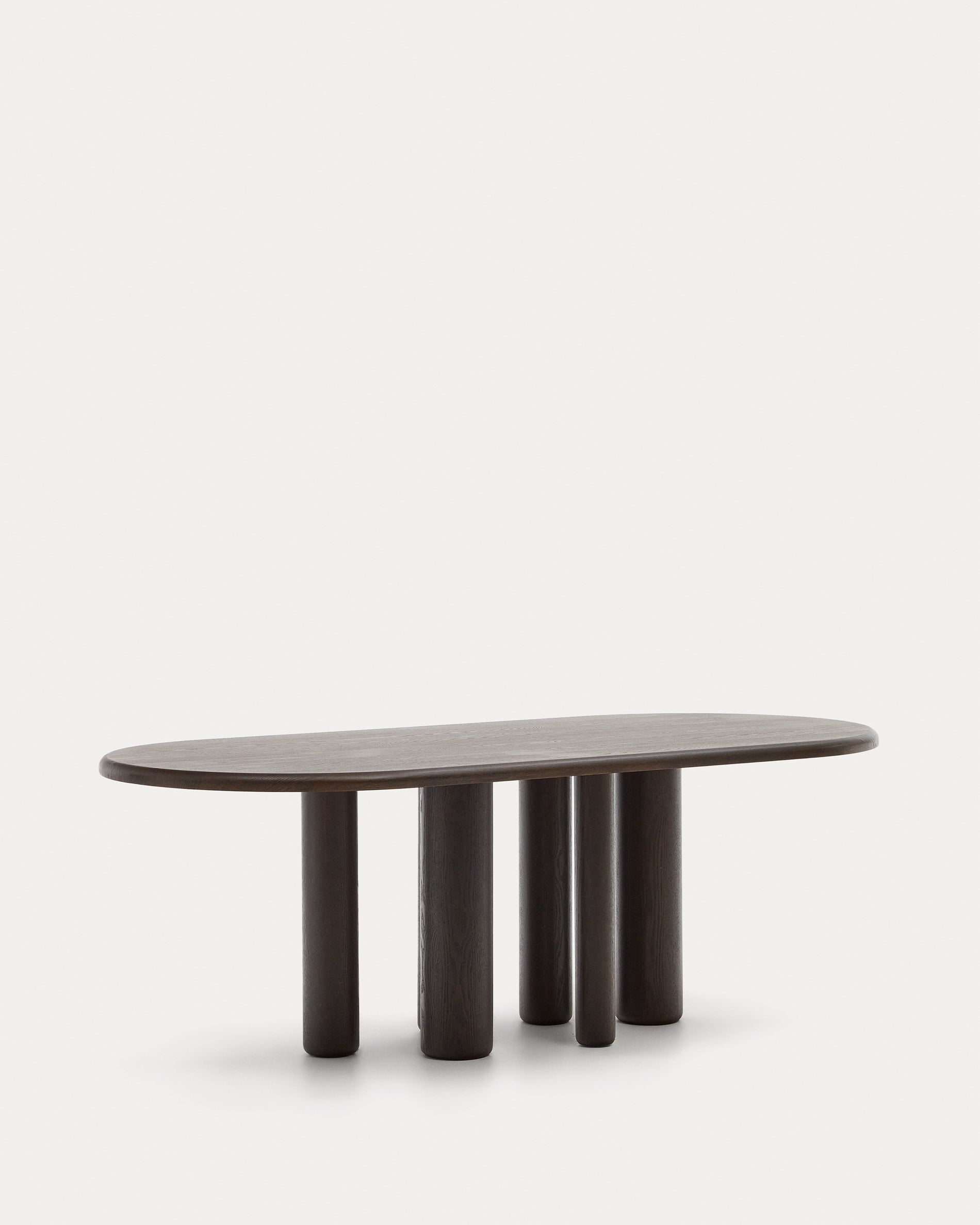 Mailen oval table in ash wood veneer with dark finish, Ø 220 x 105 cm - Product View