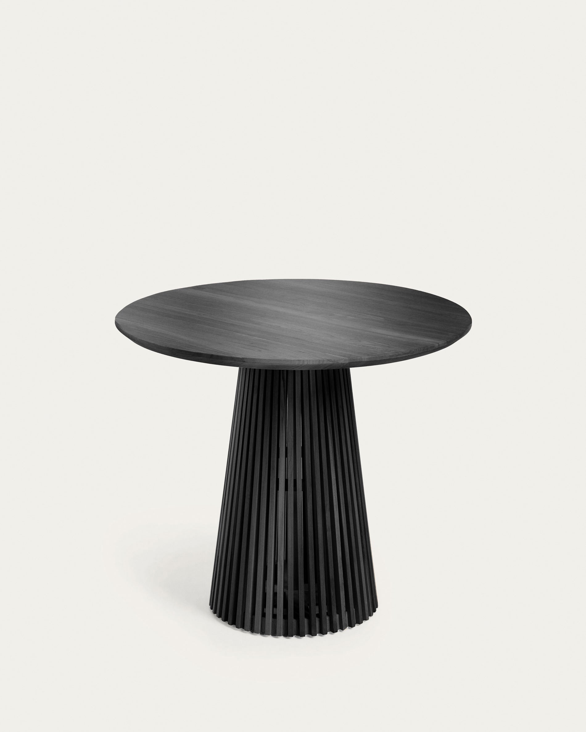 Jeanette round solid white cedar wood table in black, Ø 90 cm - Product View