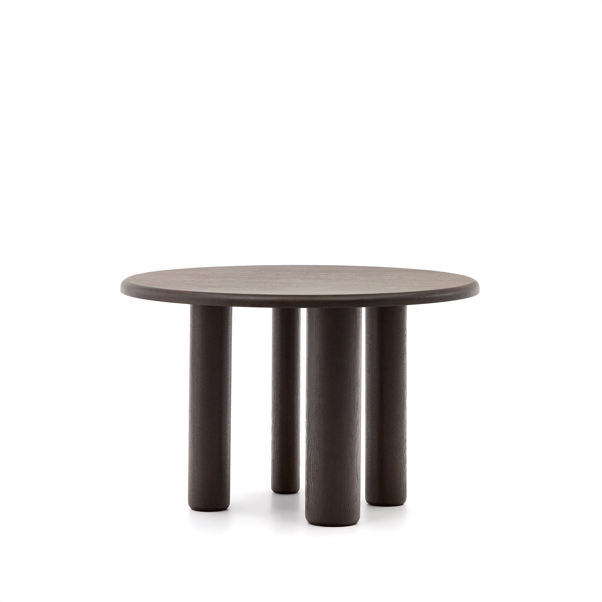 Mailen round table in ash wood veneer with dark finish, Ø 120 cm - Product Image