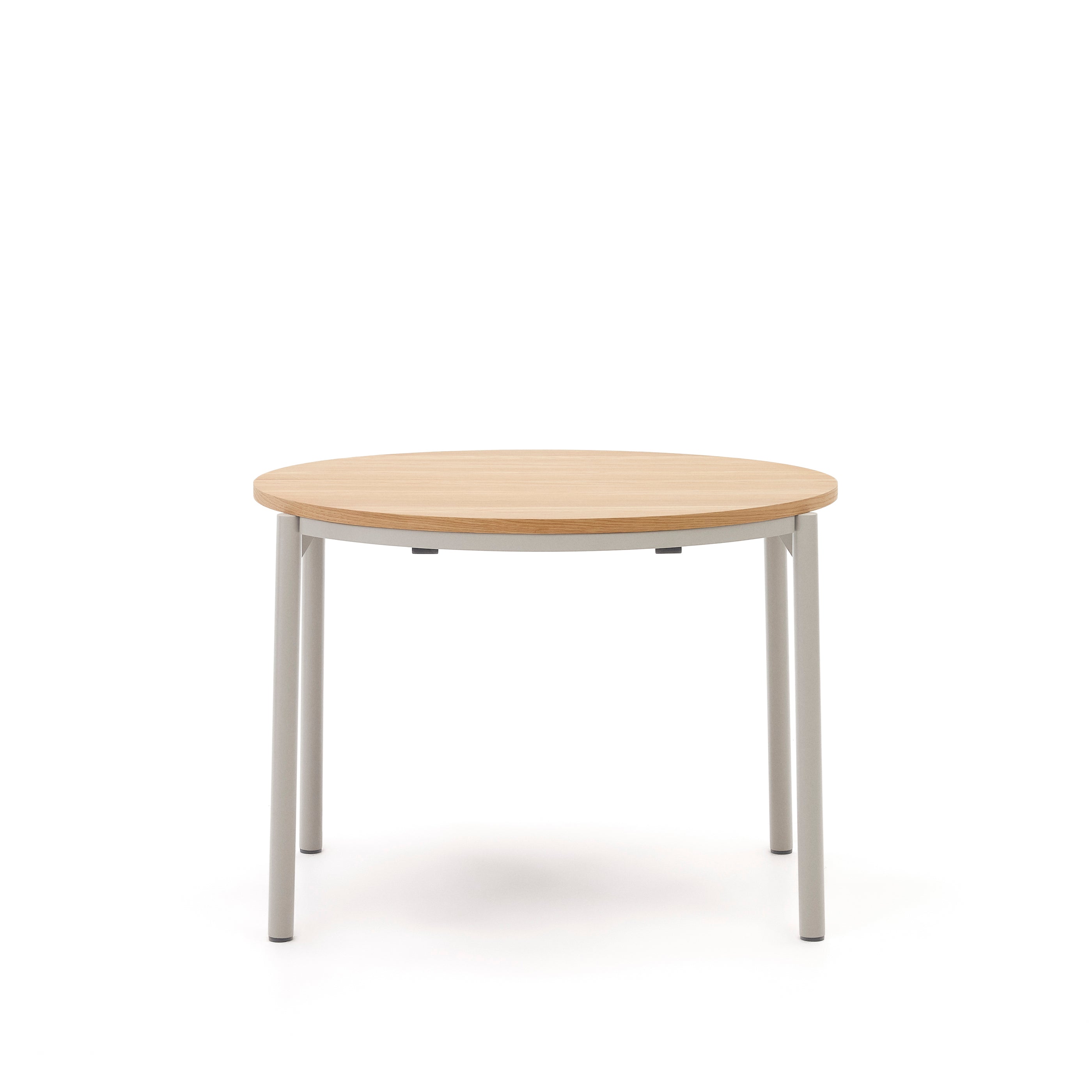 Montuiri round extendable table in oak veneer and with steel legs in a grey finish,  Ø90(170) cm - Product Image