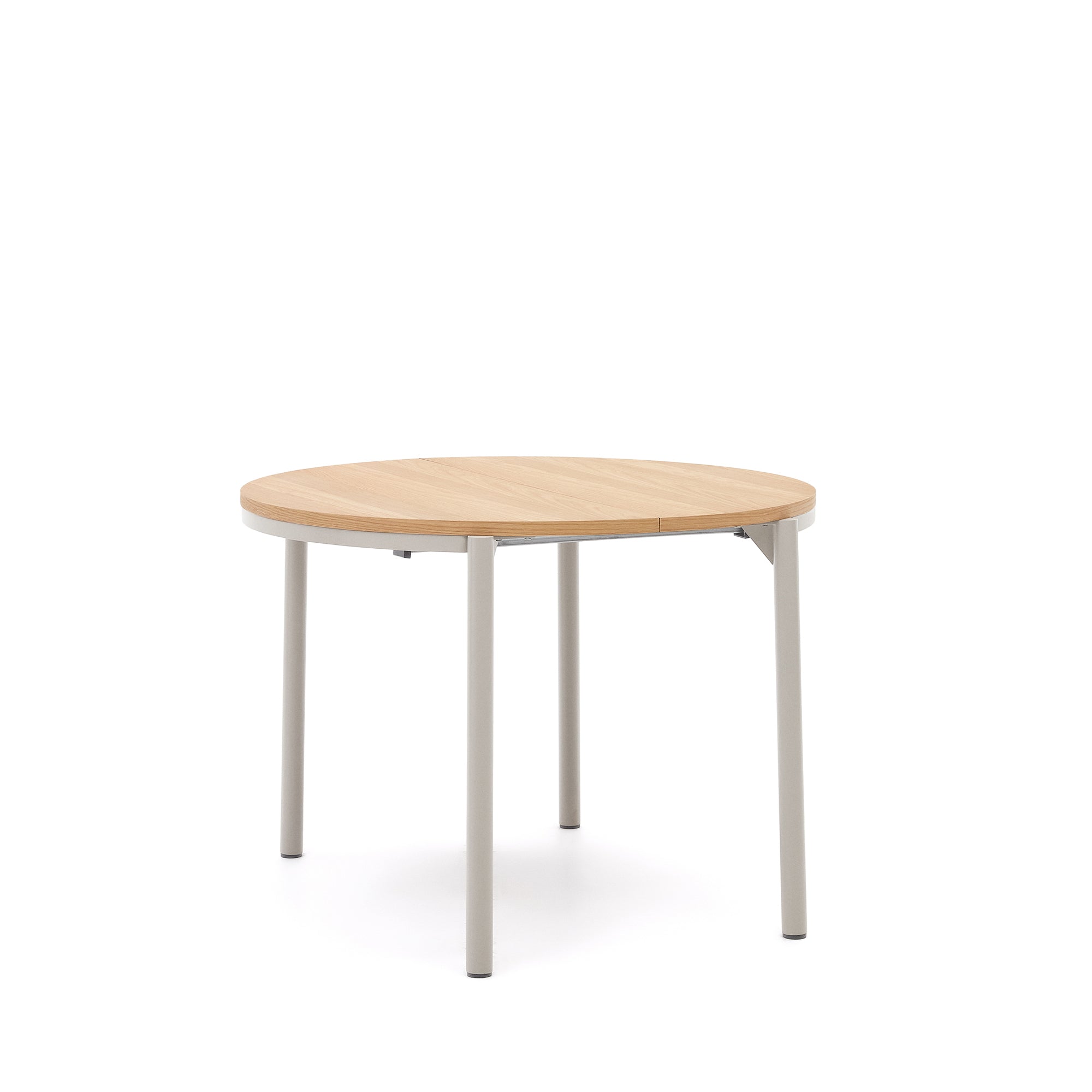 Montuiri round extendable table in oak veneer and with steel legs in a grey finish,  Ø90(170) cm - Product Image