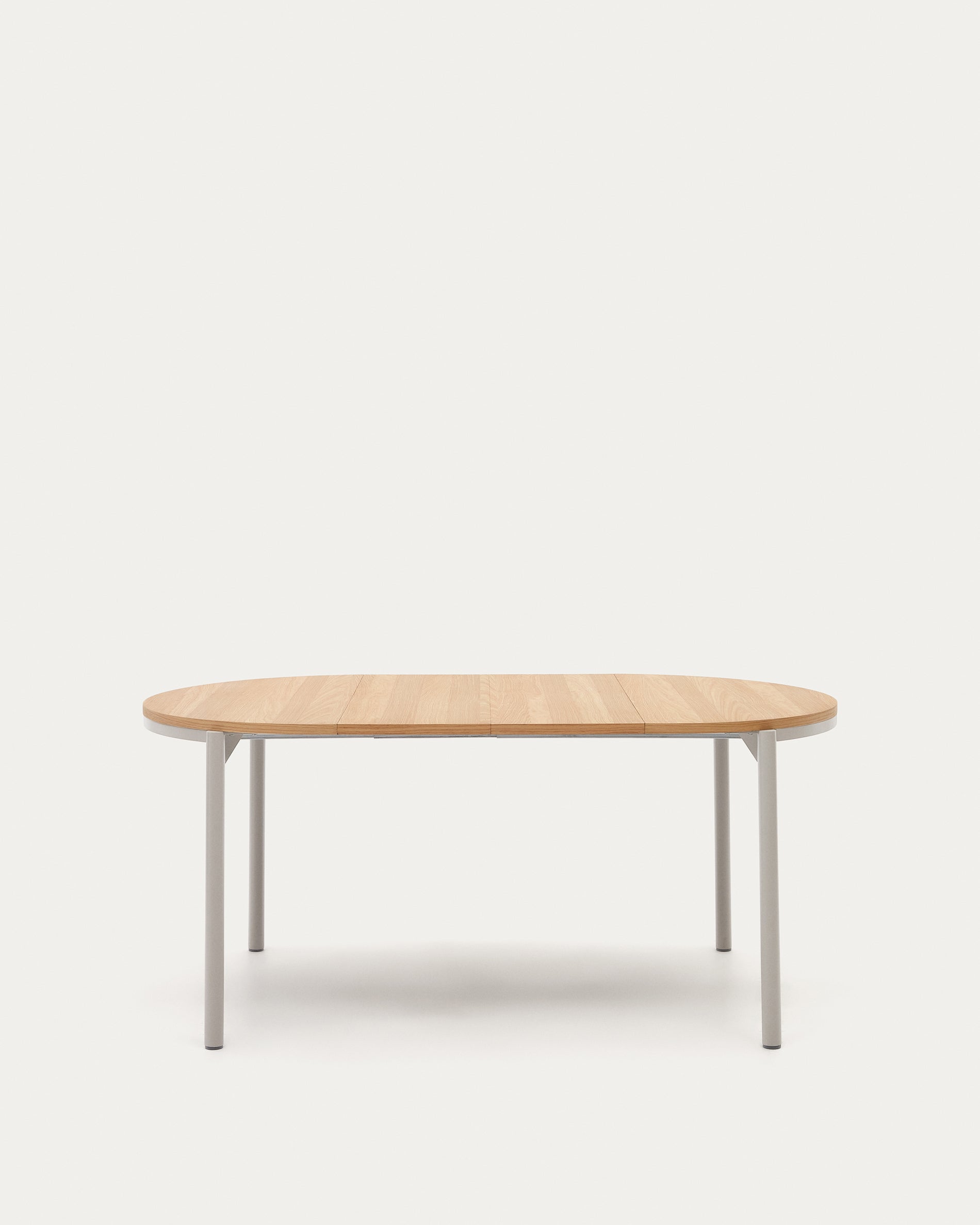 Montuiri round extendable table with oak veneer and steel legs, gray finish, Ø90(130) cm