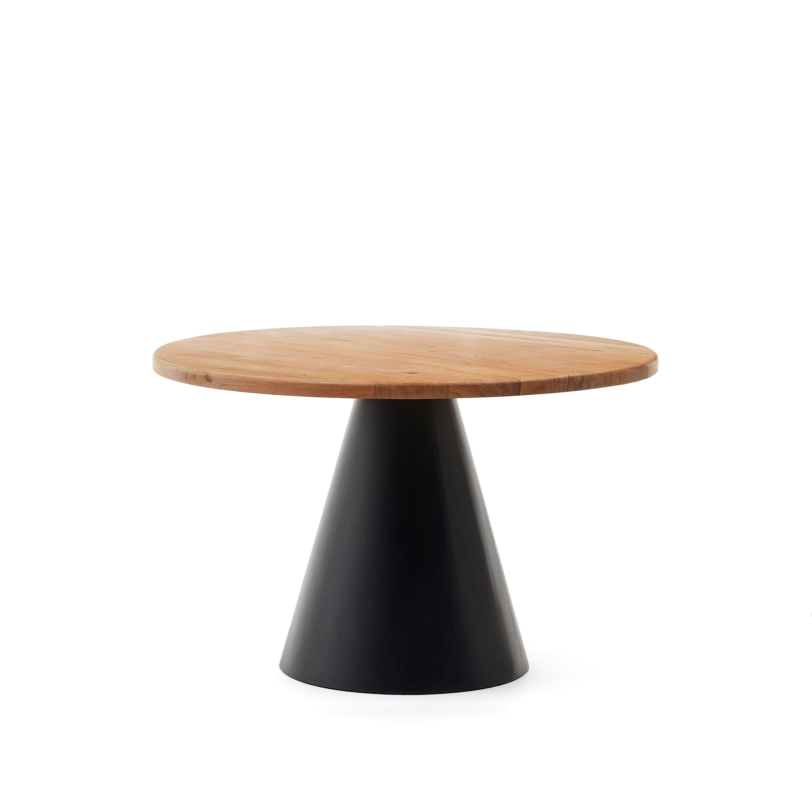 Wilshire kerek asztal szilárd akáciafából és acél lábakkal fekete befejezéssel, Ø 120 cm