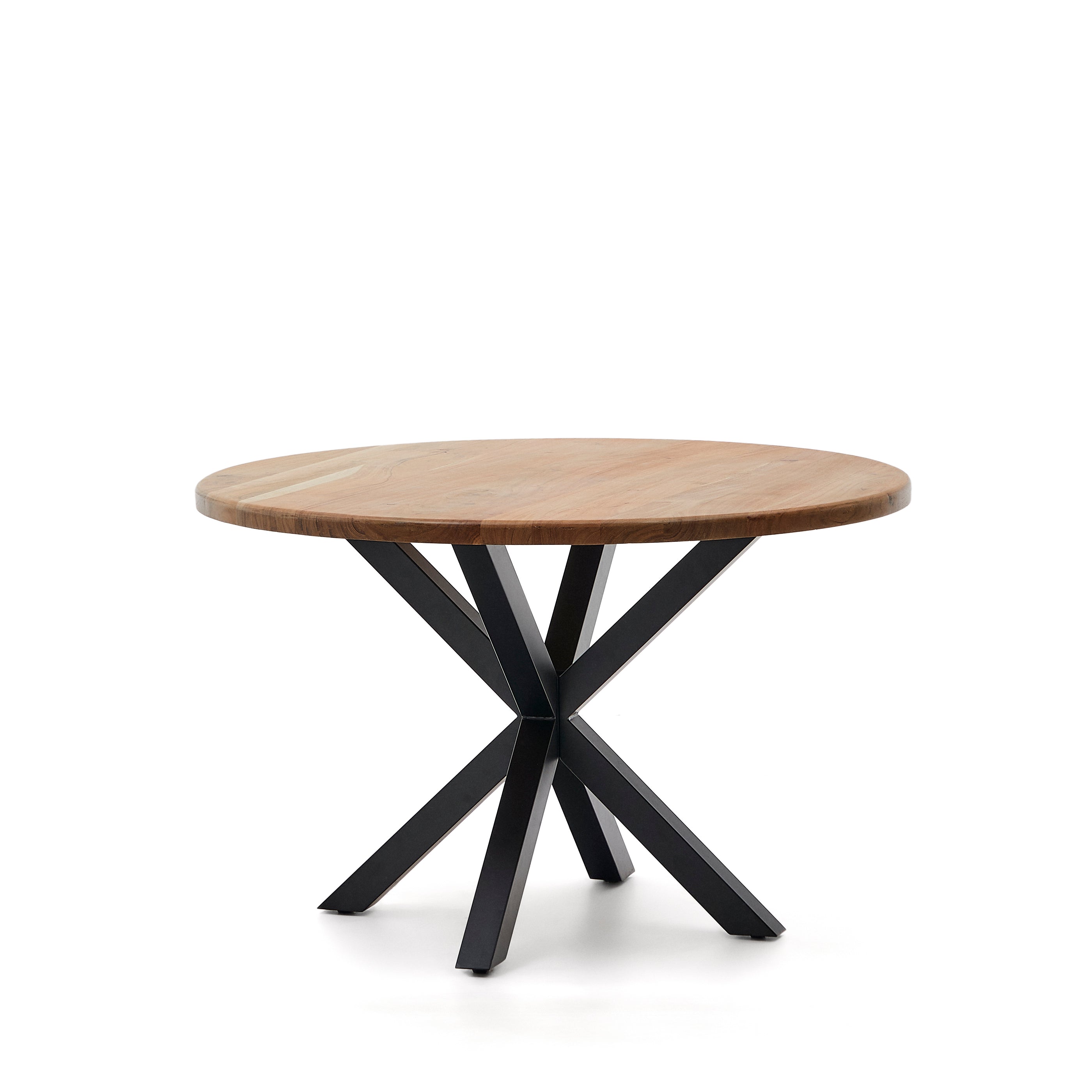 Argo round table made of solid acacia wood and steel legs with black finish, Ø 120 cm