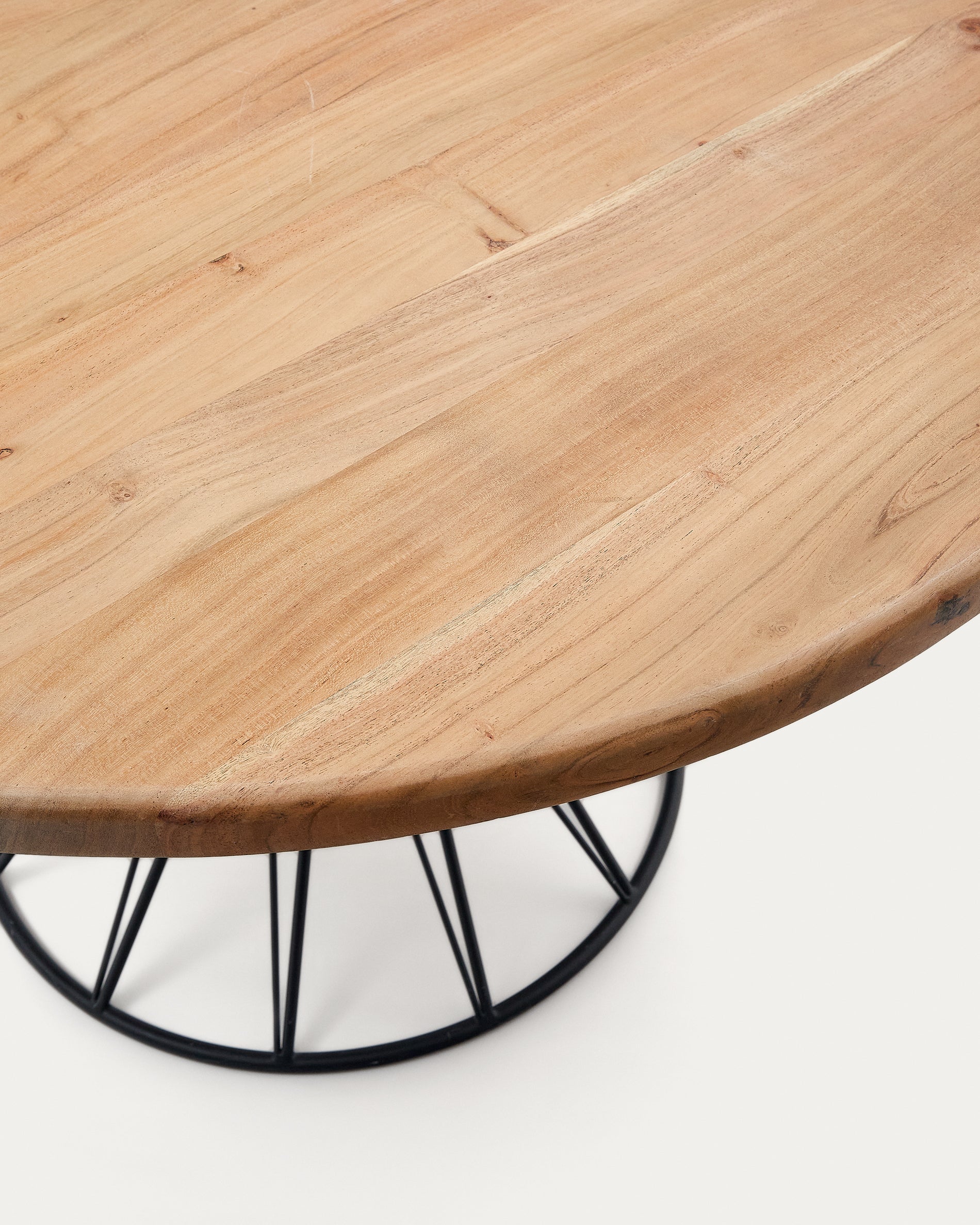 Niut kerek asztal akácia masszív fából és acél lábakkal fekete befejezéssel, Ø 120 cm