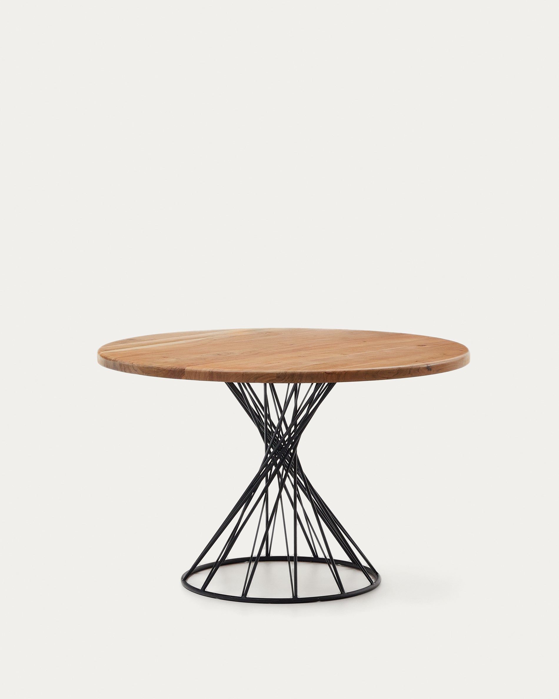 Niut round table made of solid acacia wood and steel legs with black finish, Ø 120 cm