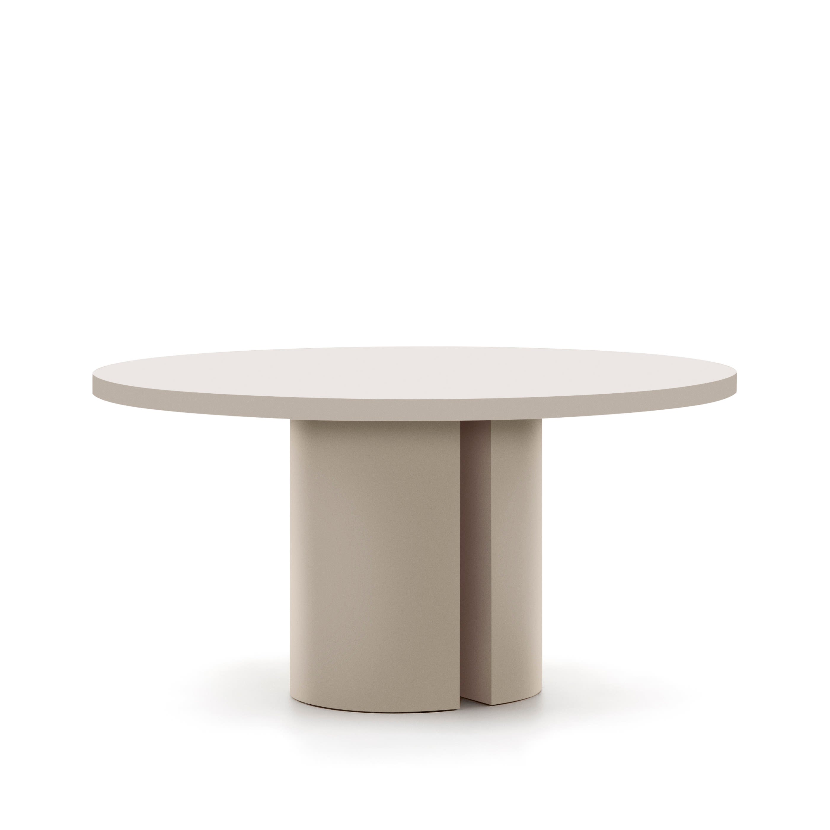 Nealy round table in lacquered MDF, ecru color, Ø 150 cm