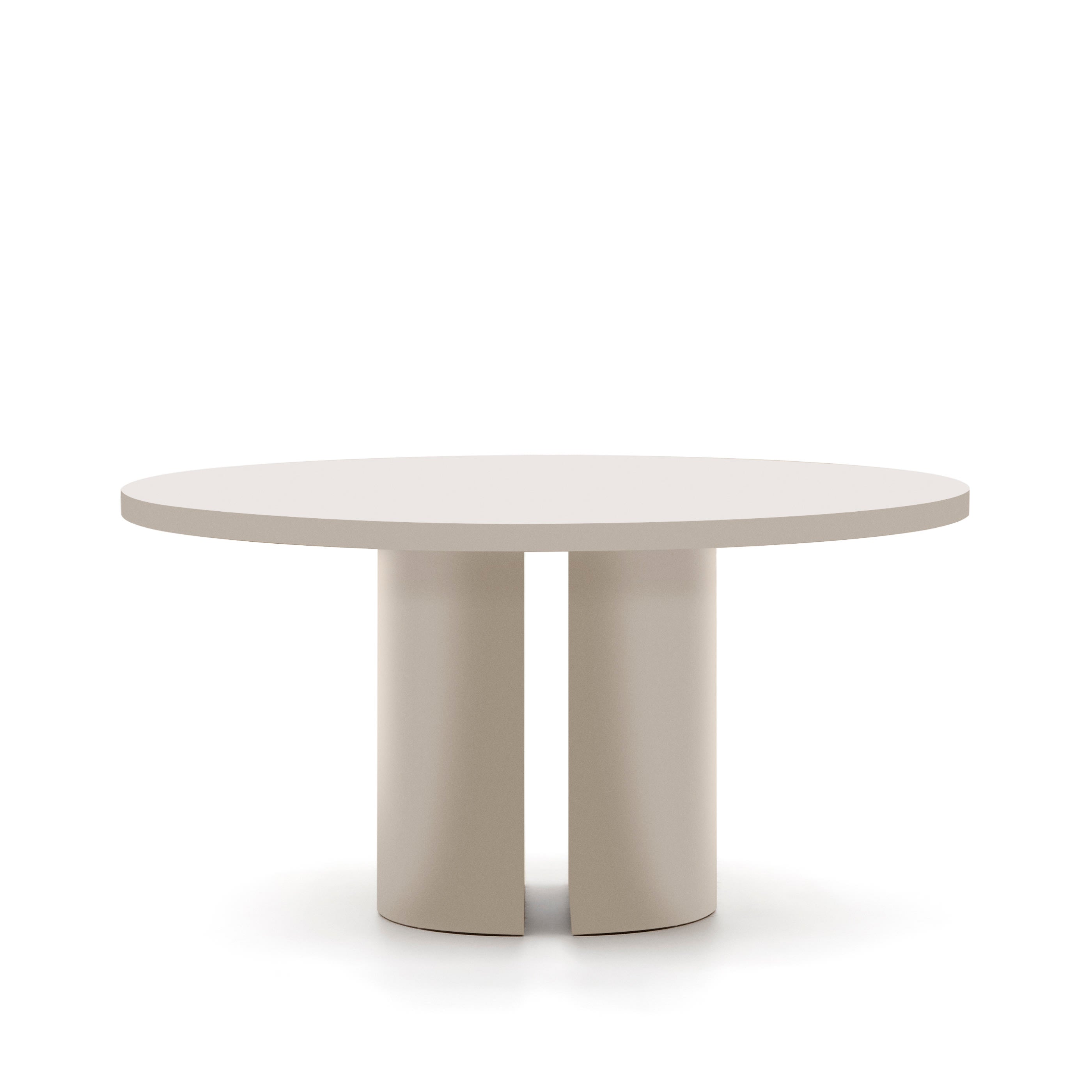 Nealy round table in lacquered MDF, ecru color, Ø 150 cm