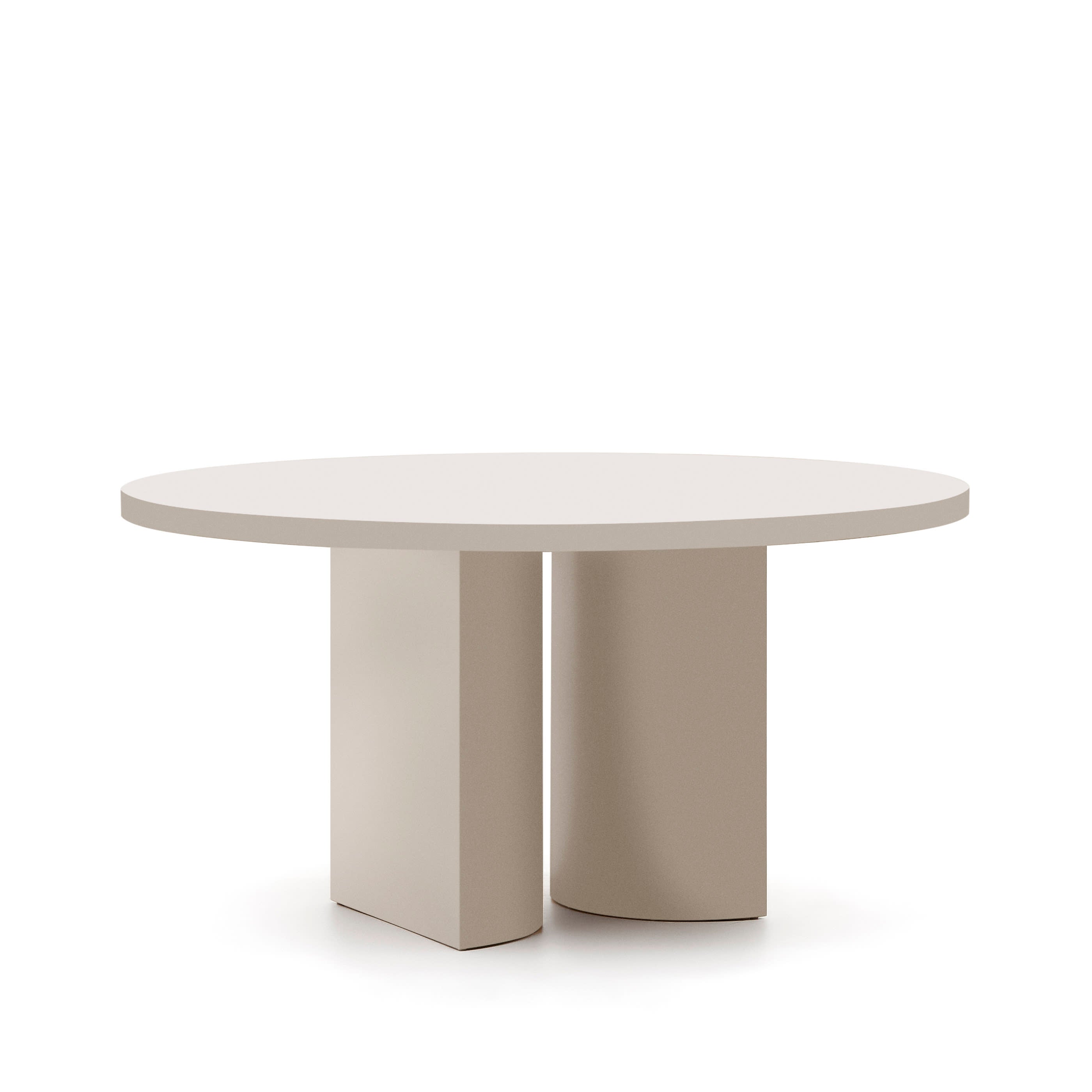 Nealy round table in lacquered MDF, ecru color, Ø 150 cm