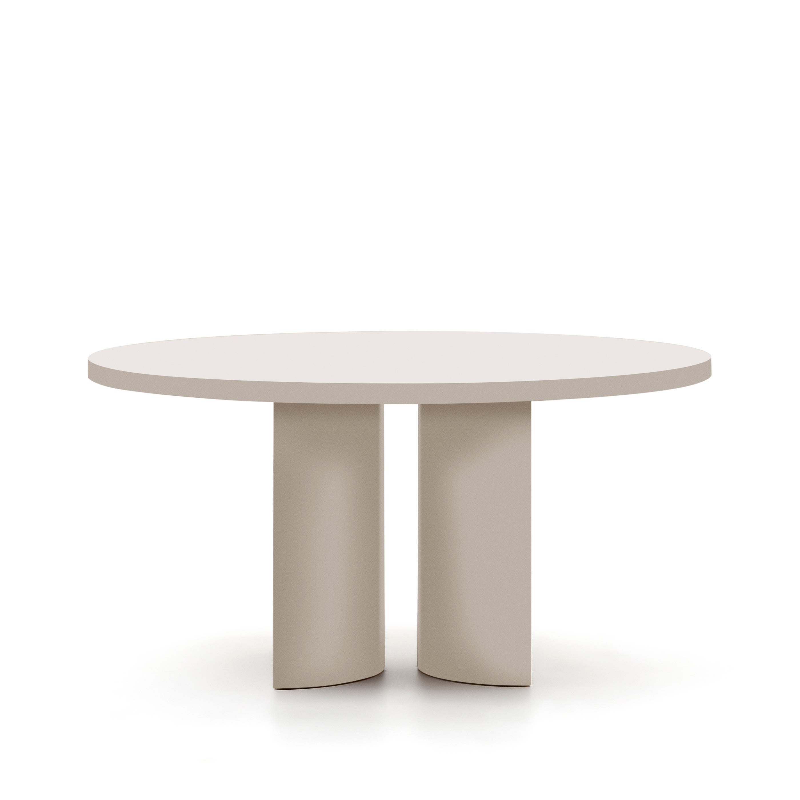 Nealy round table in lacquered MDF, ecru color, Ø 150 cm