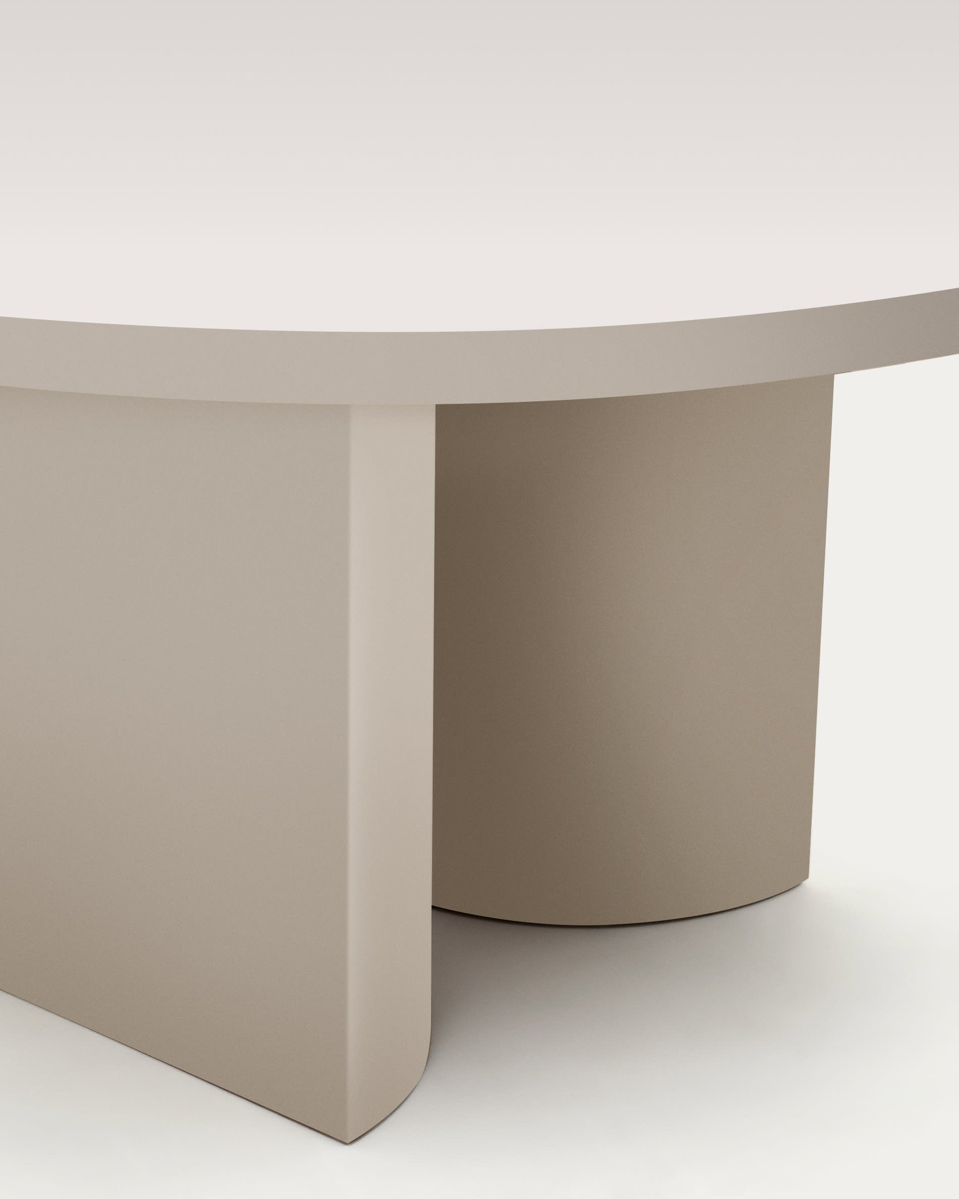 Nealy round table in lacquered MDF, ecru color, Ø 150 cm