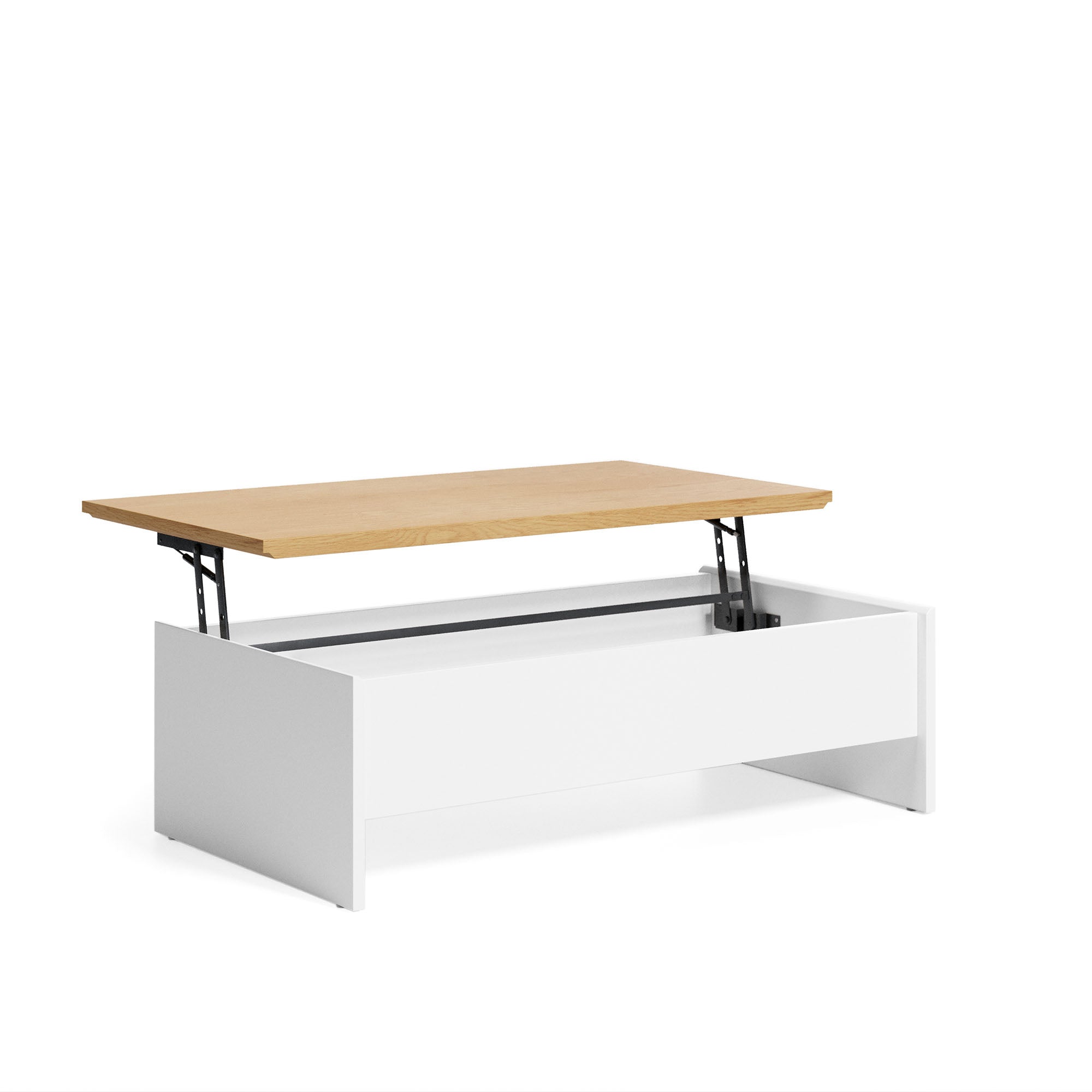 Abilen oak wood with white lacquer lift-up coffee table 110 x 60 cm FSC 100% - Product Image