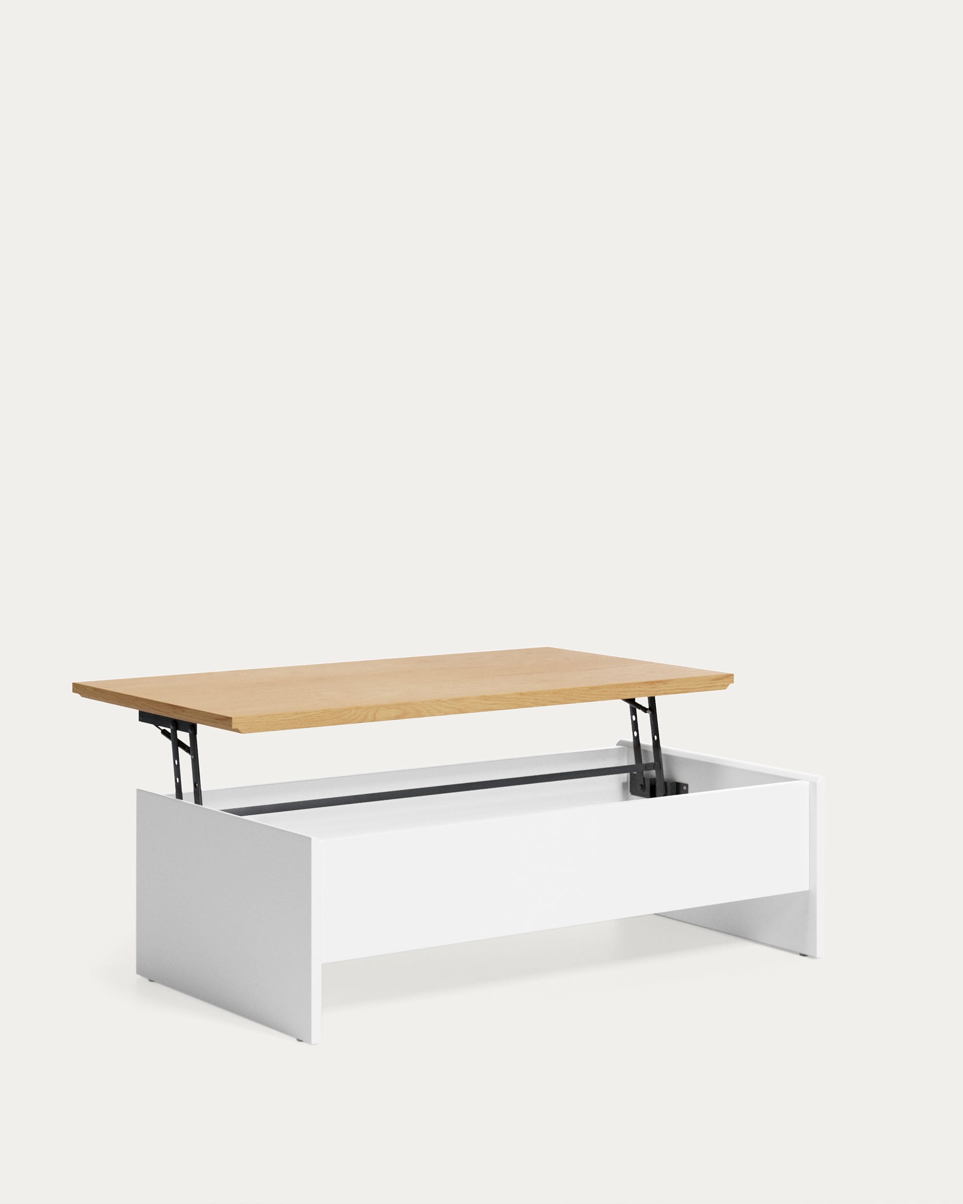 Abilen oak wood with white lacquer lift-up coffee table 110 x 60 cm FSC 100% - Product View