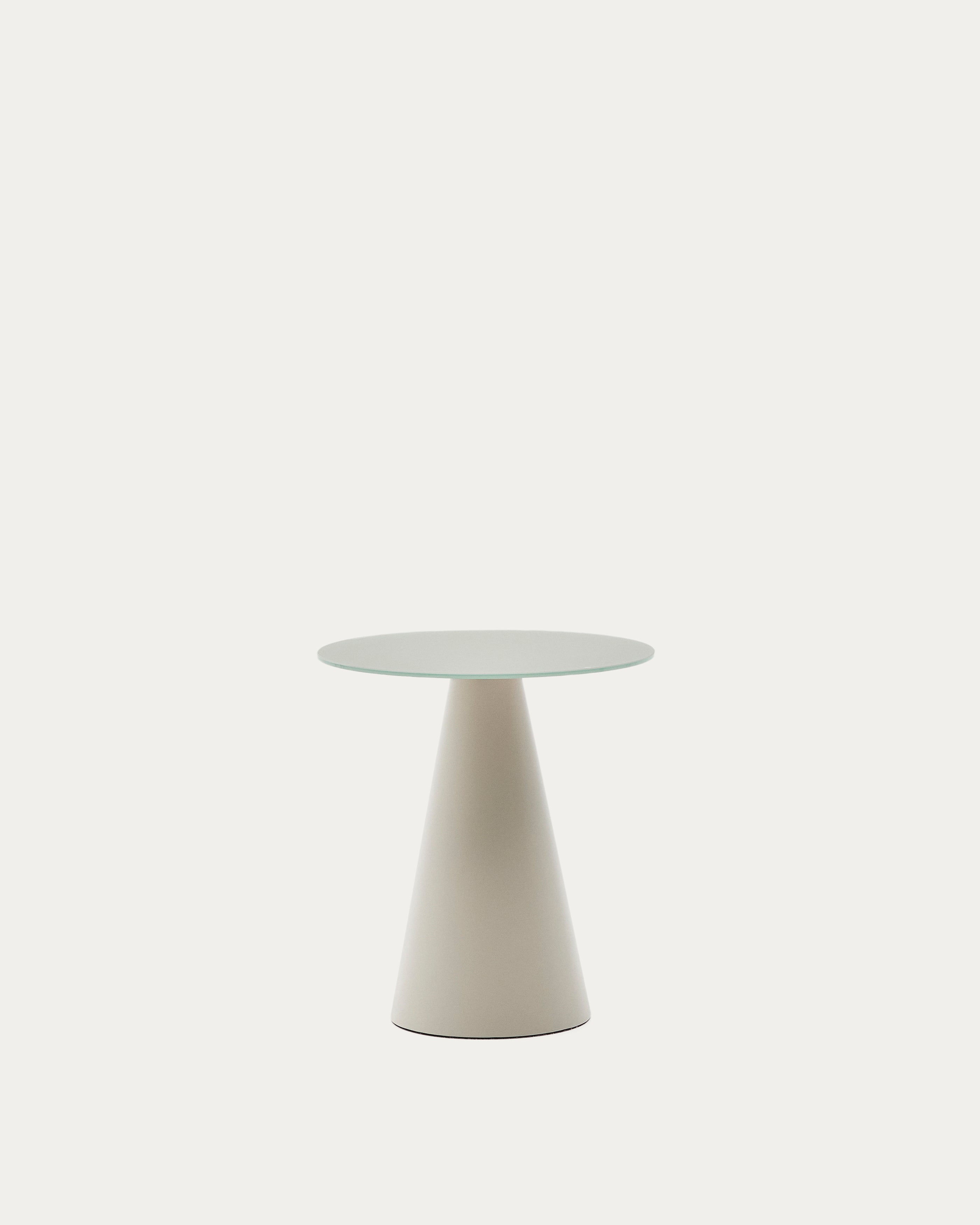 Wilshire tempered glass and metal side table with a matte grey finish, Ø 50 cm - Product View