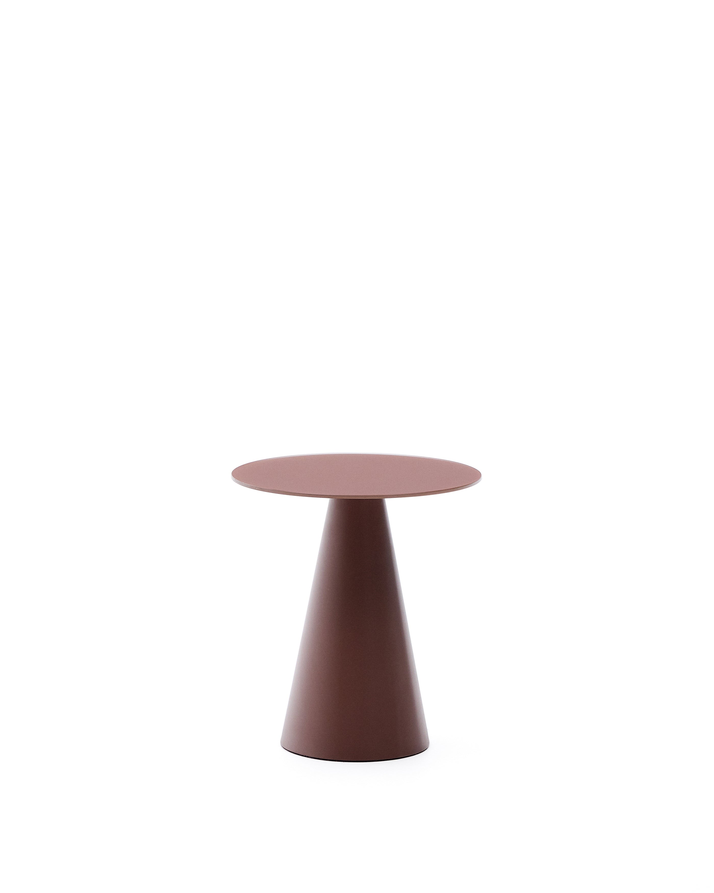 Wilshire side table with frosted tempered glass and matt terracotta painted steel finish Ø50cm - Product Image