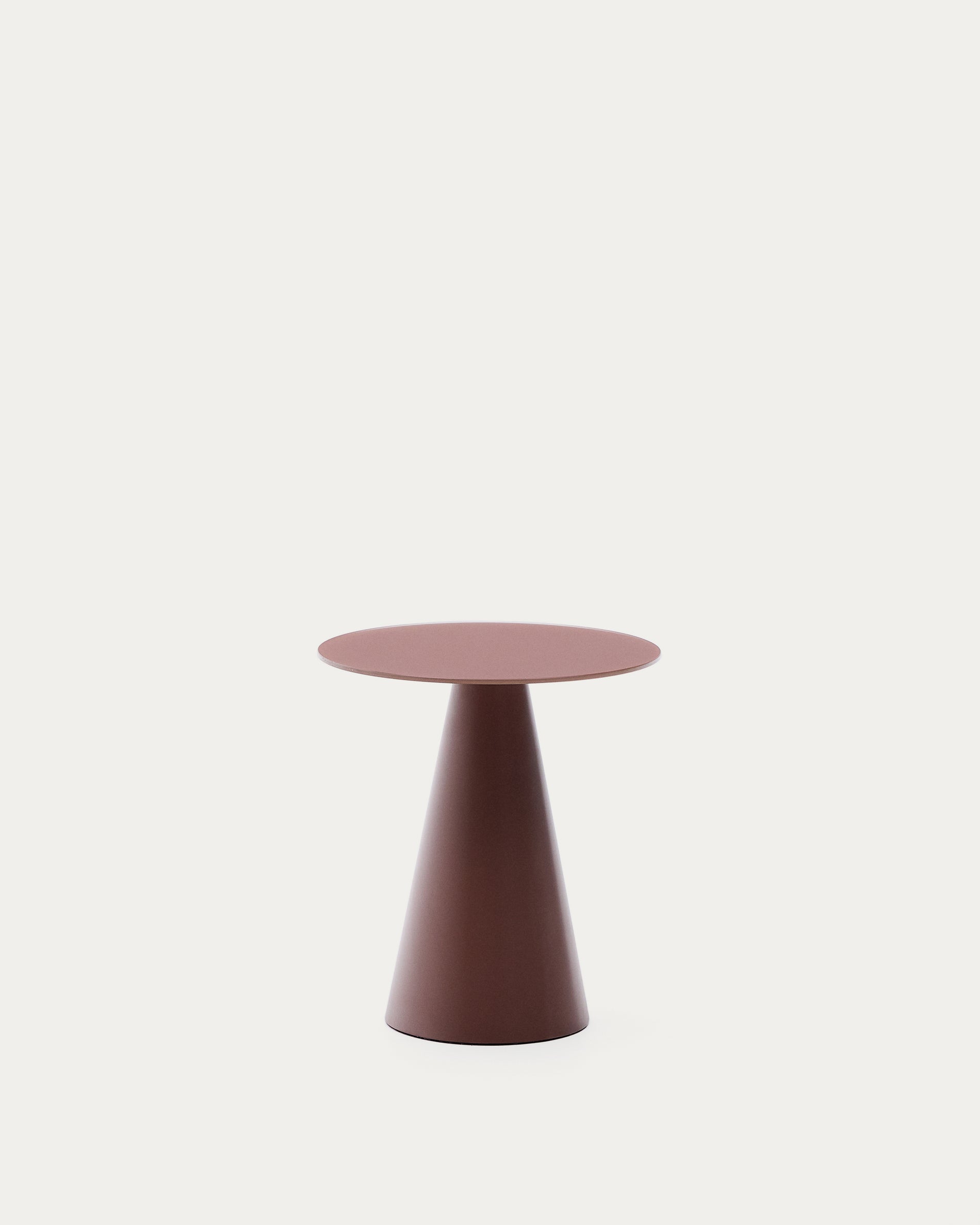 Wilshire side table with frosted tempered glass and matt terracotta painted steel finish Ø50cm - Product View