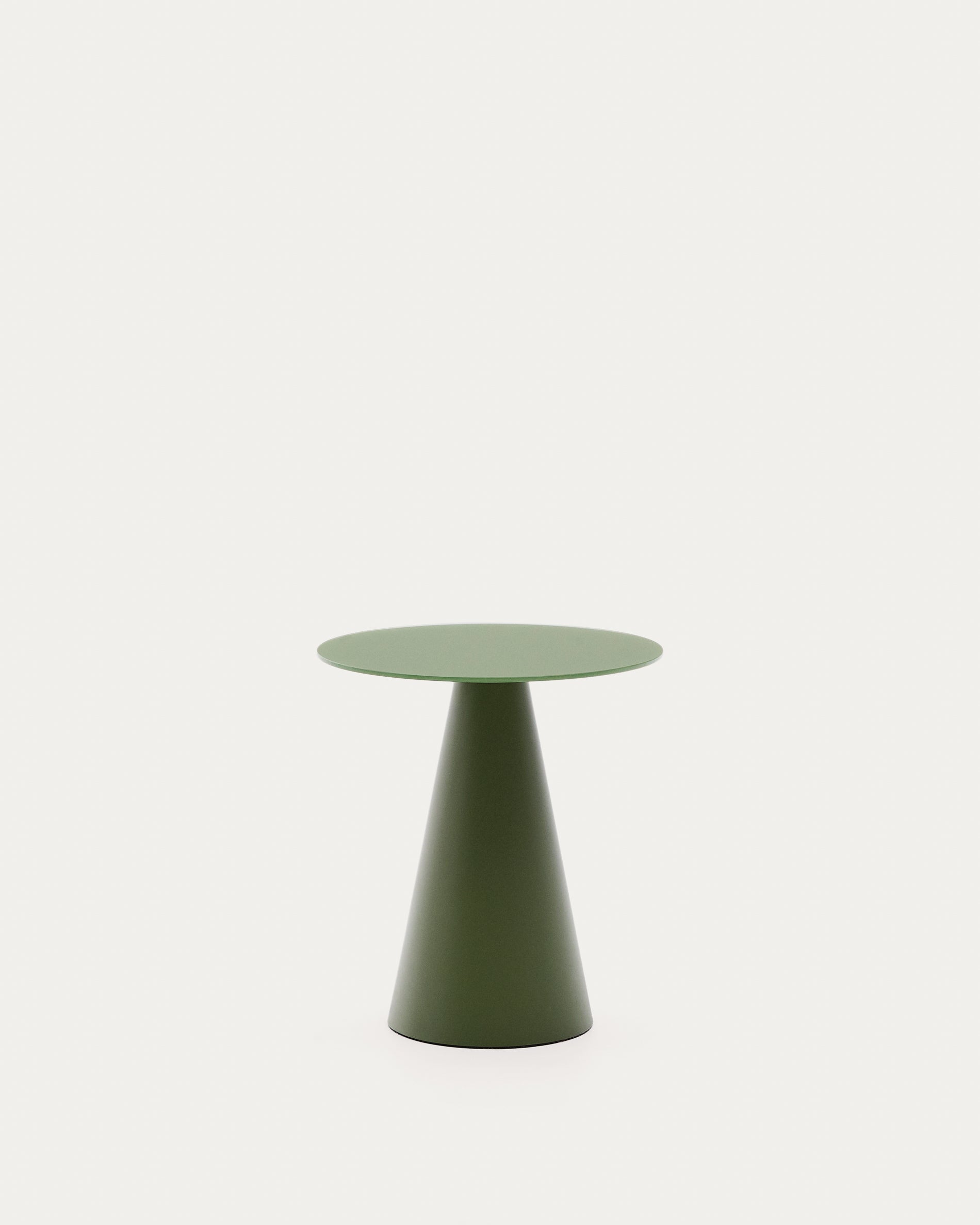 Wilshire side table with frosted tempered glass and matt green painted steel finish Ø50cm - Product View