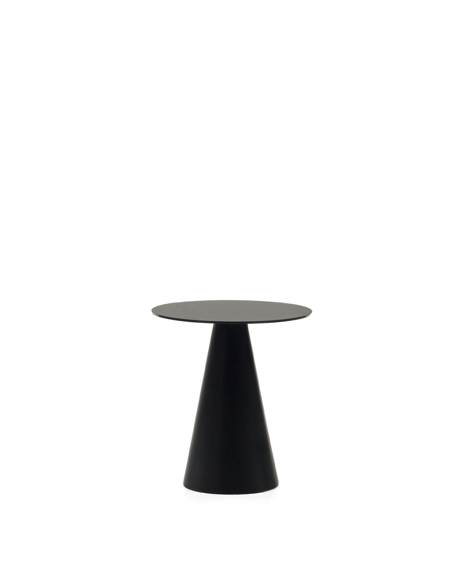 Wilshire tempered glass and metal side table with a black finish, Ø 50 cm - Product Image