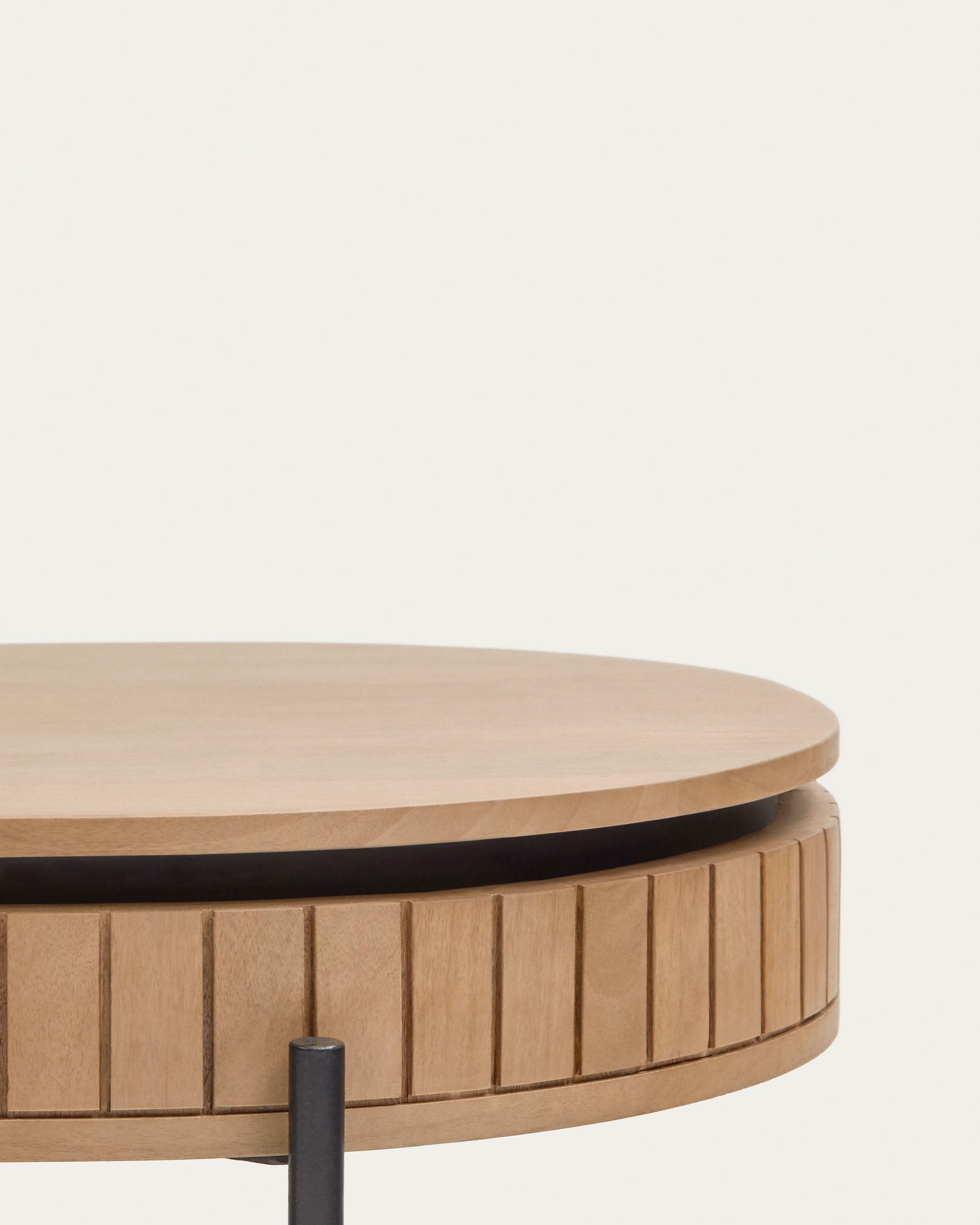 Licia mango wood coffee table with 1 drawer, with a natural finish and metal, 130 x 65 cm - Detail