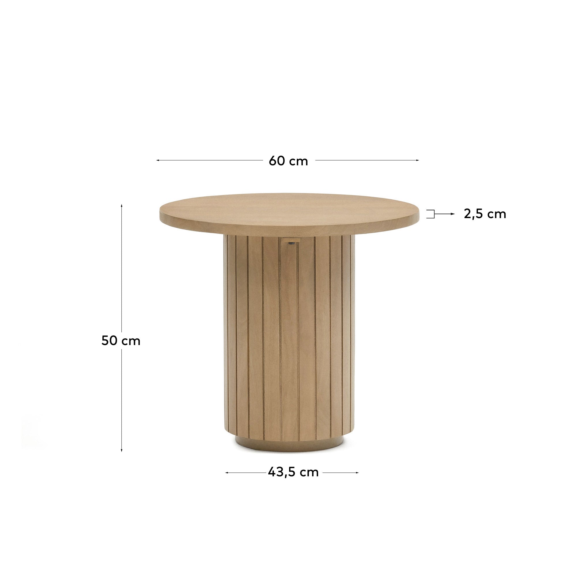 Licia round side table, solid mango wood, Ø 60 cm - Measurements
