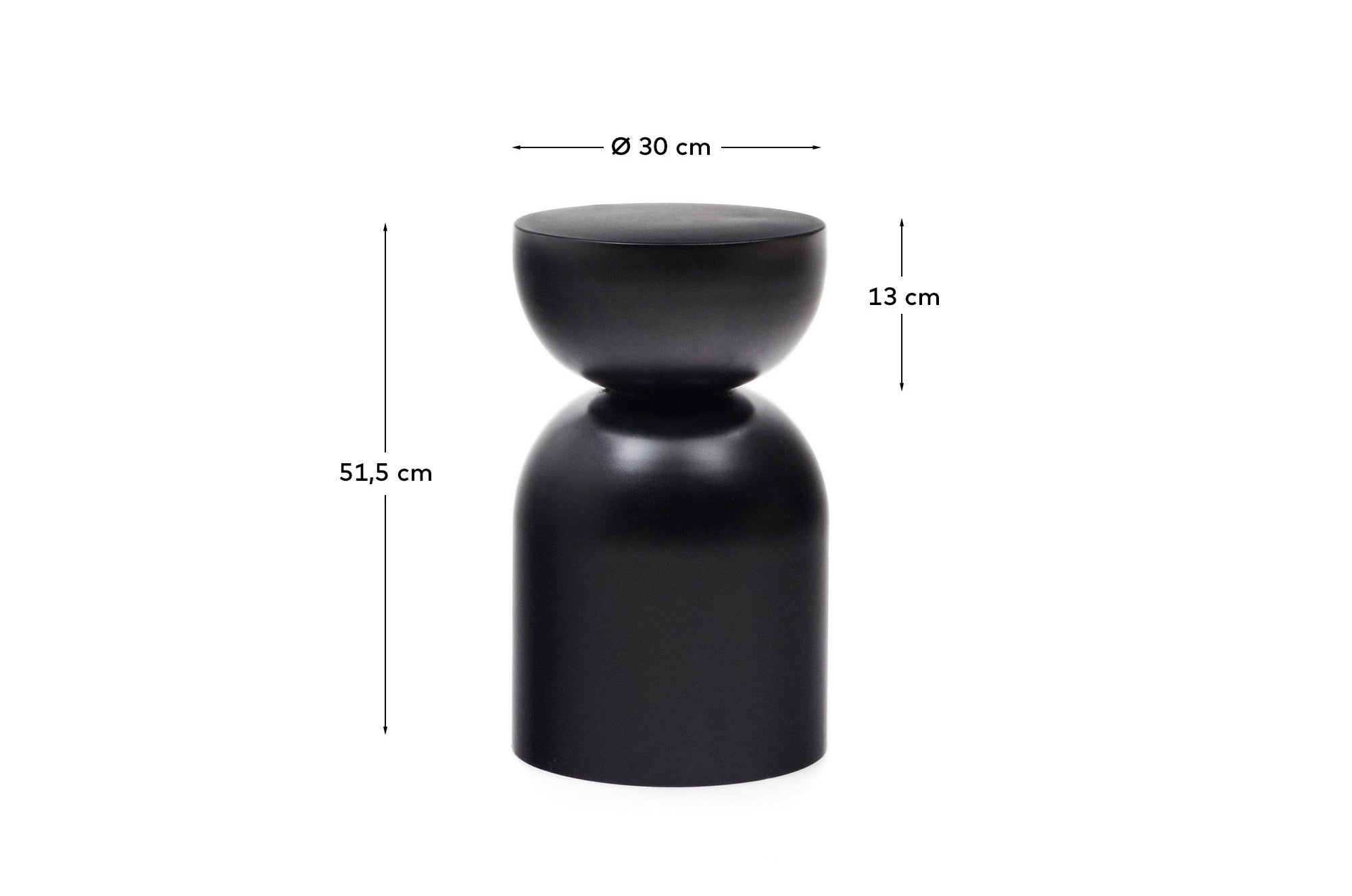 Rachell metal side table with glossy black painted finish Ø 30 cm - Measurements
