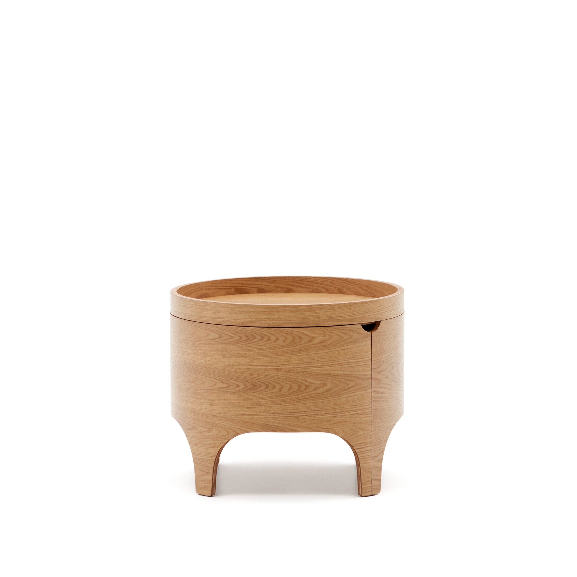 Octavia bedside table in ash plywood FSC Mix Credit Ø 55 cm - Product Image